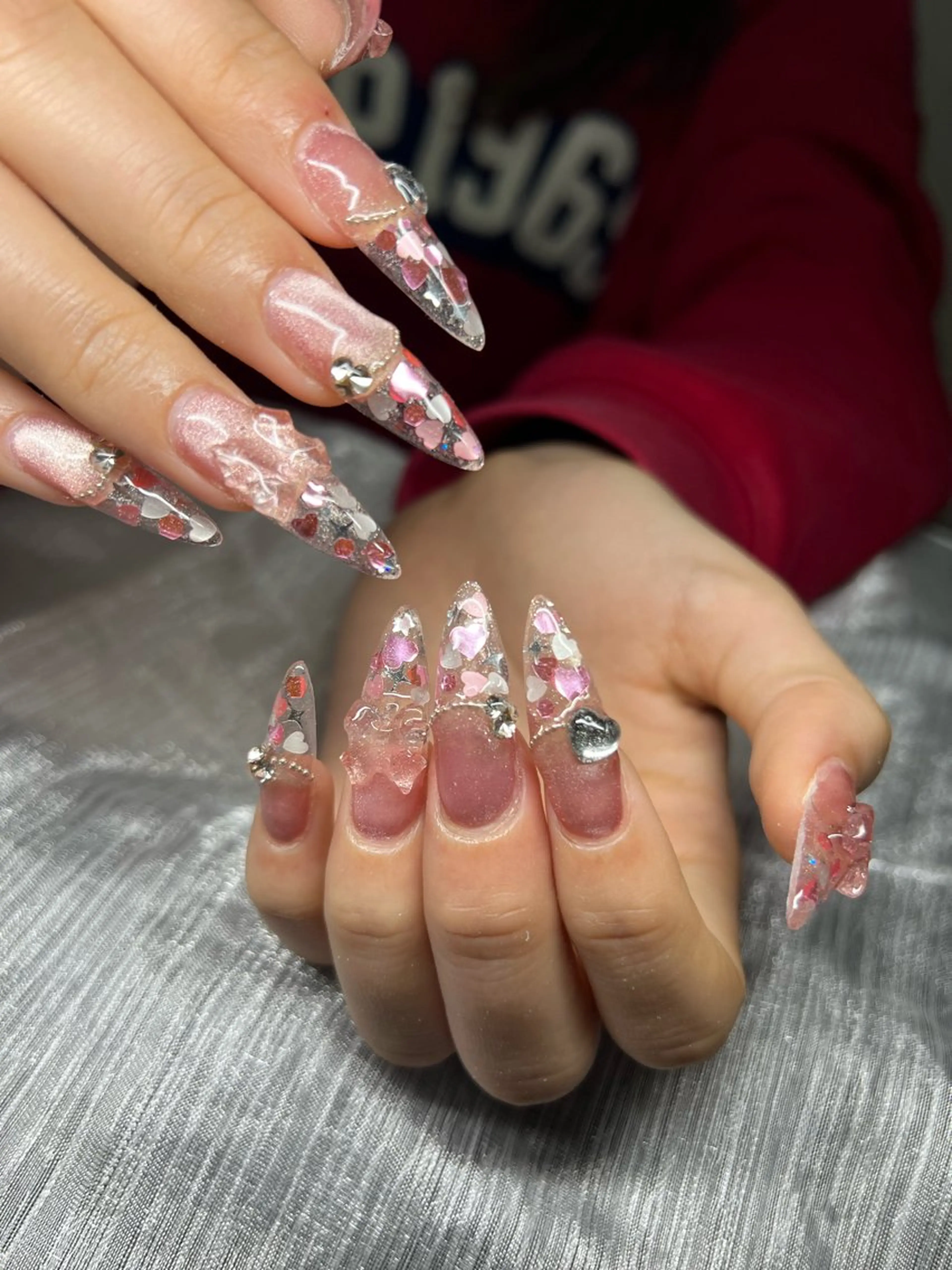 ネイル オーロラネイル チークネイル 長さ出し フットネイル フレンチネイル ハンドネイル Lee Nailsのネイルデザイン