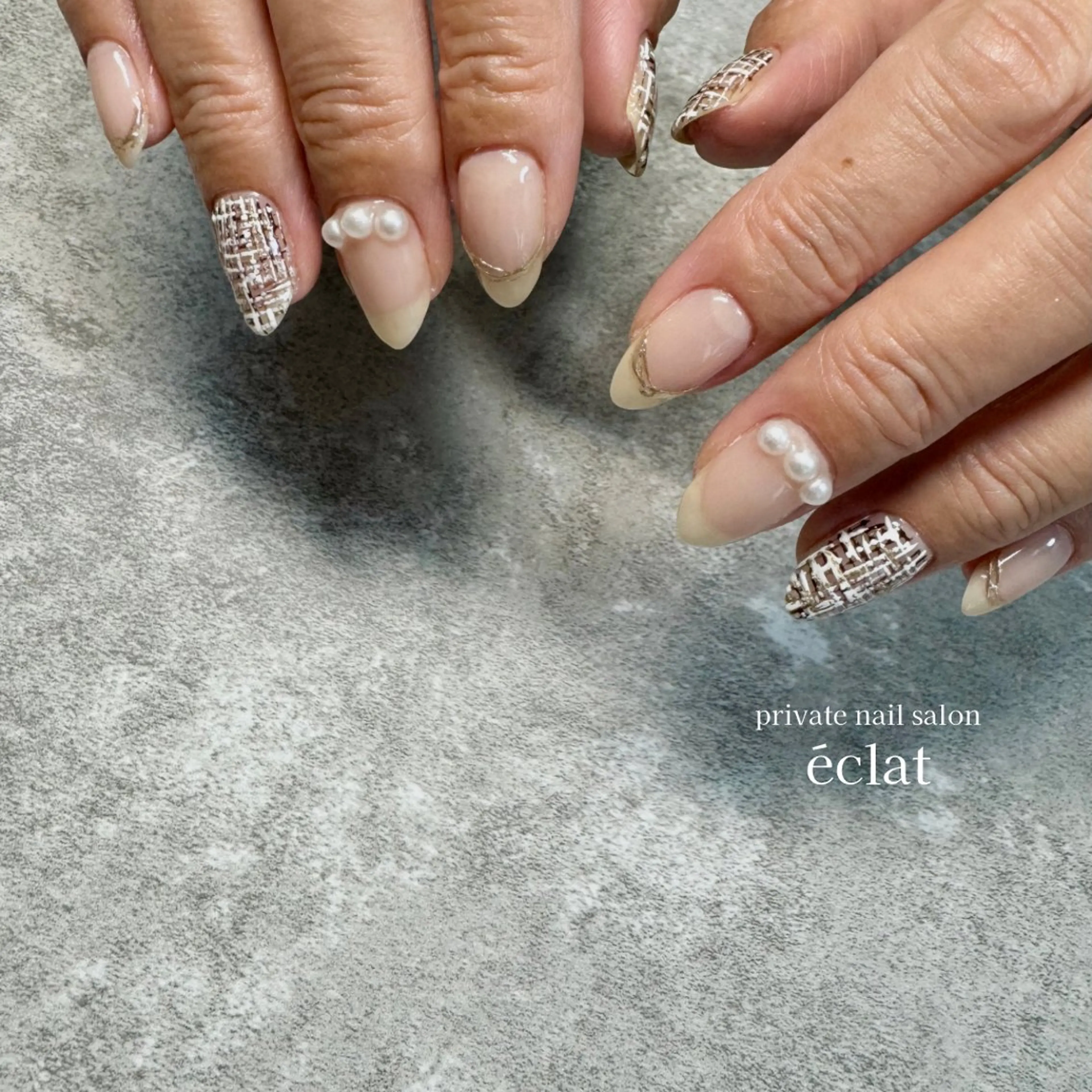 ネイル ツイードネイル 冬ネイル nailsalon éclatのネイルデザイン