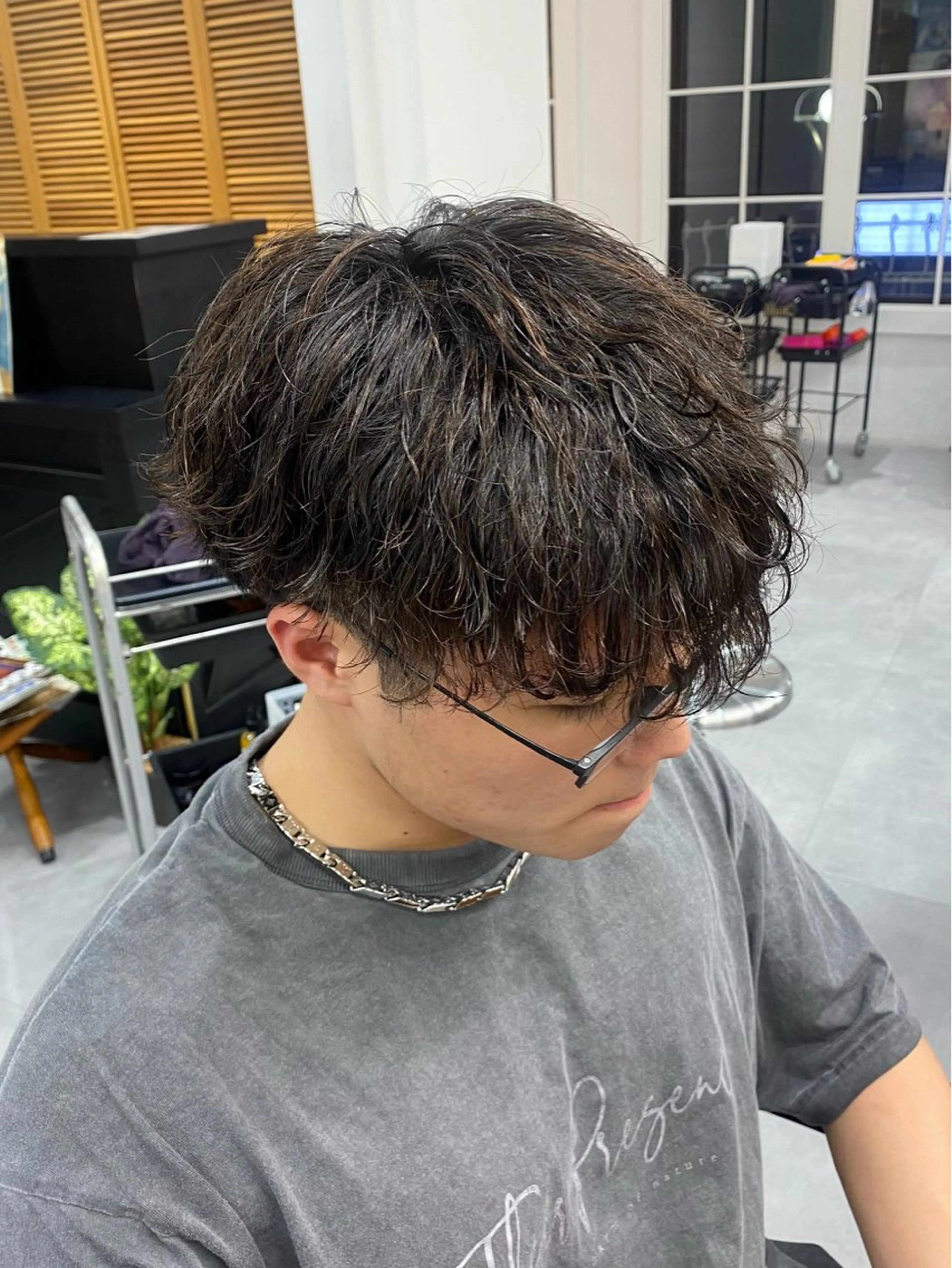 パーマ メンズ カット パーマ トリートメント レイヤーボブ/ 艶カラー/サナ🌼のヘアスタイル