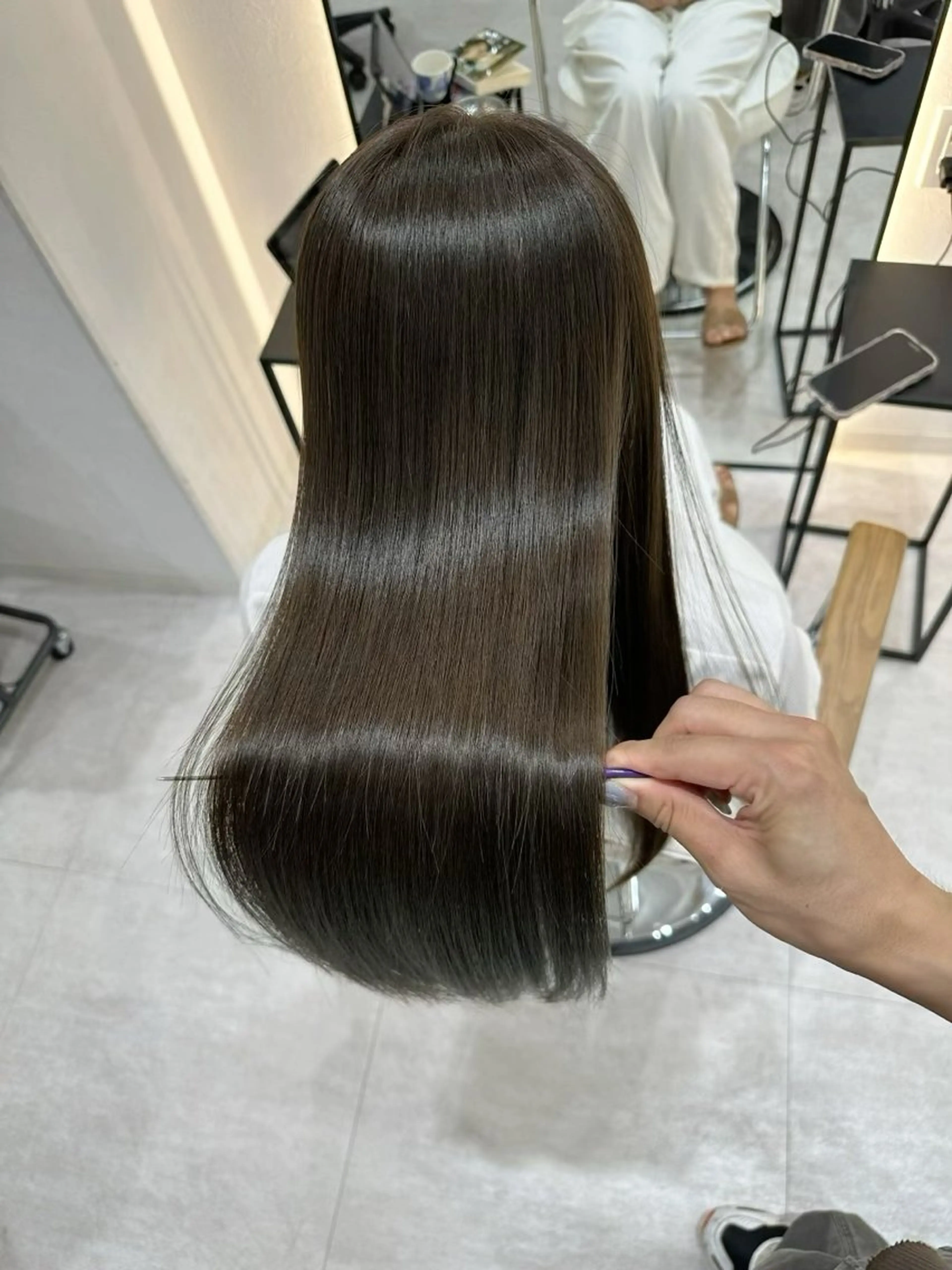 ロング カラー アッシュ ベージュカラー ブラウンカラー 透明感カラー グレージュ カット ヘアカラー トリートメント 赤み消し/オリーブ カーキ/福田れんのヘアスタイル