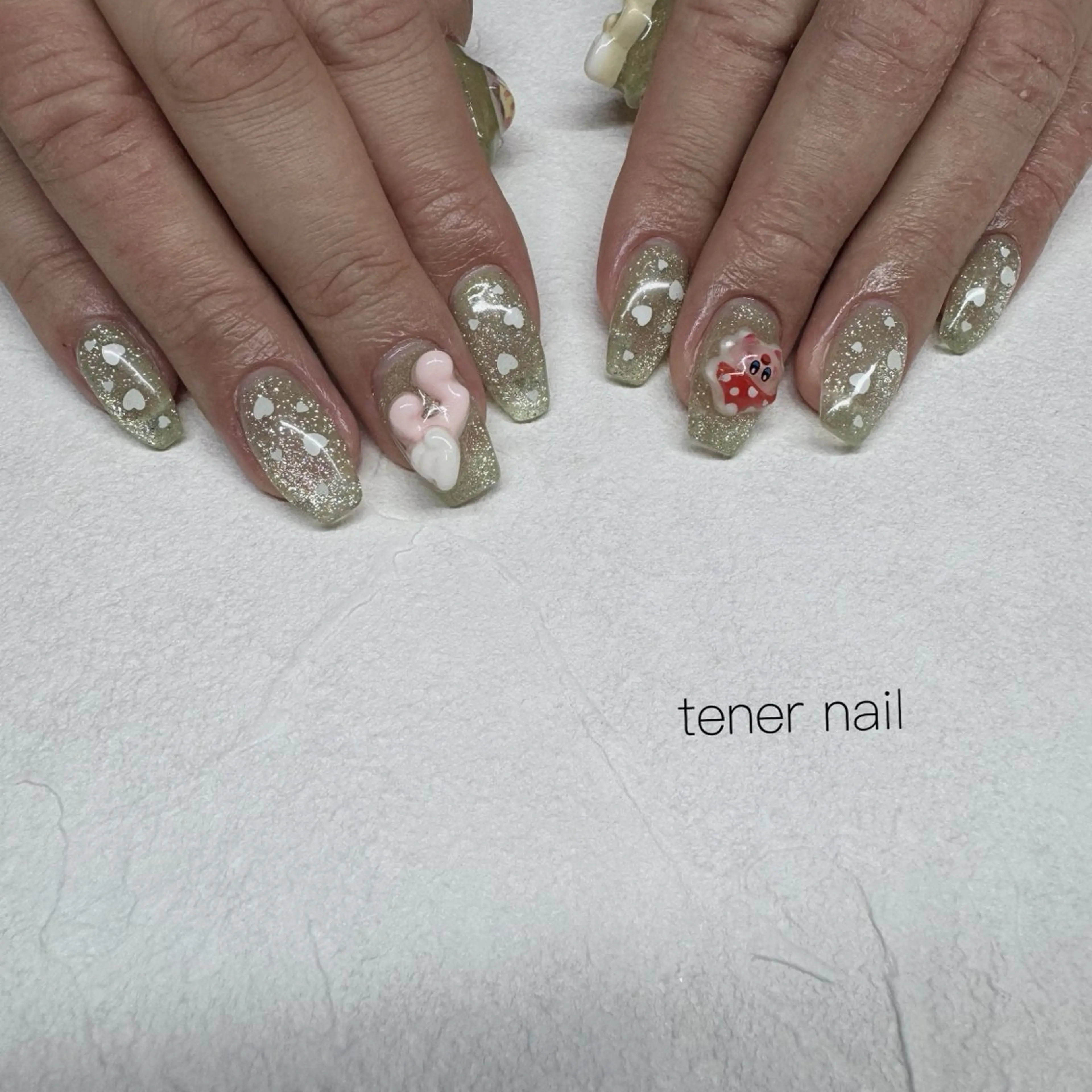 ネイル グリーン ハンドネイル tener  nail  テネルネイル所属・テネルネイル tener nailのネイルデザイン