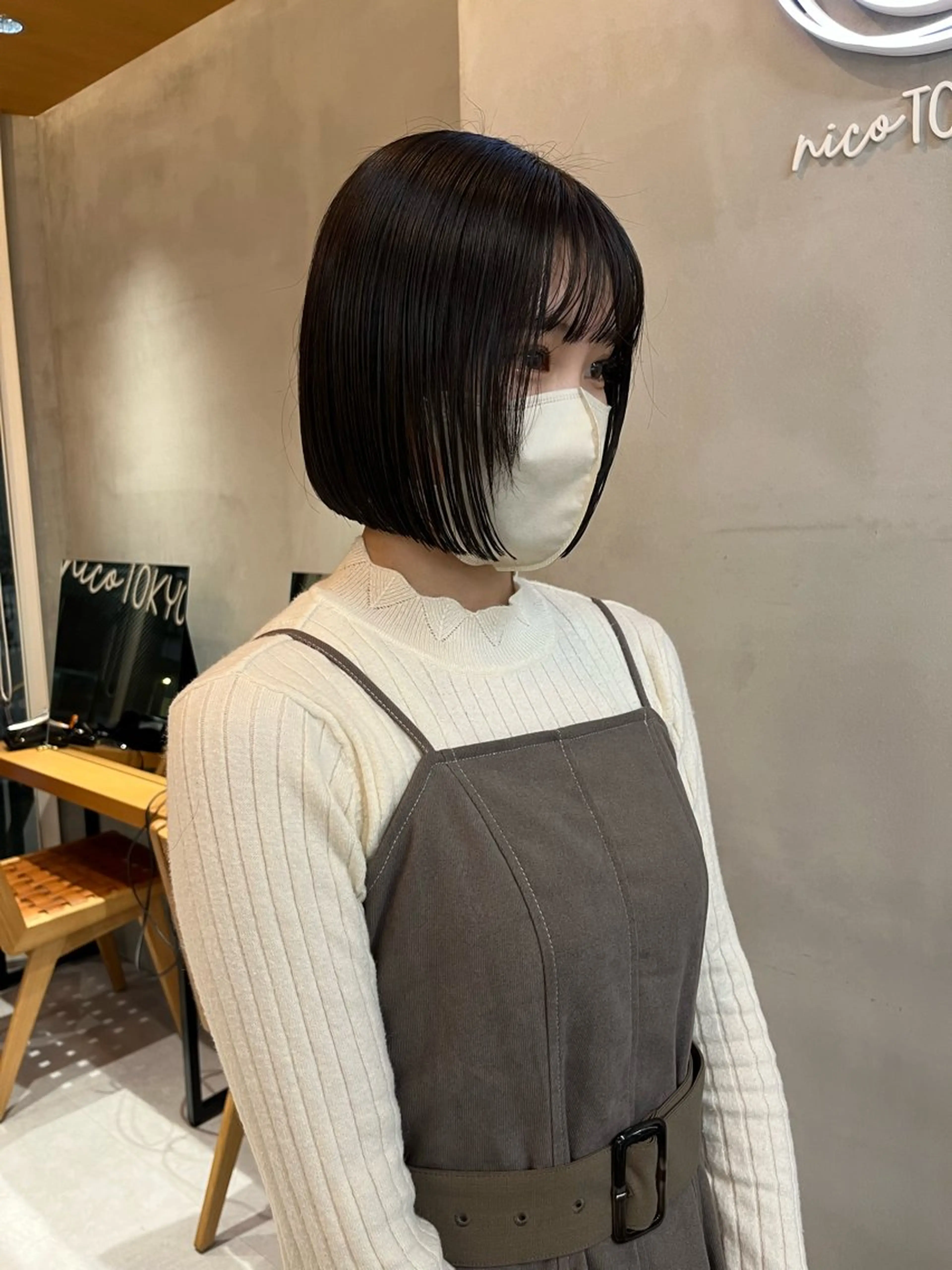 ミディアム カラー カット ヘアカラー トリートメント ボブ&透明感カラー ♡TOMOEのヘアスタイル