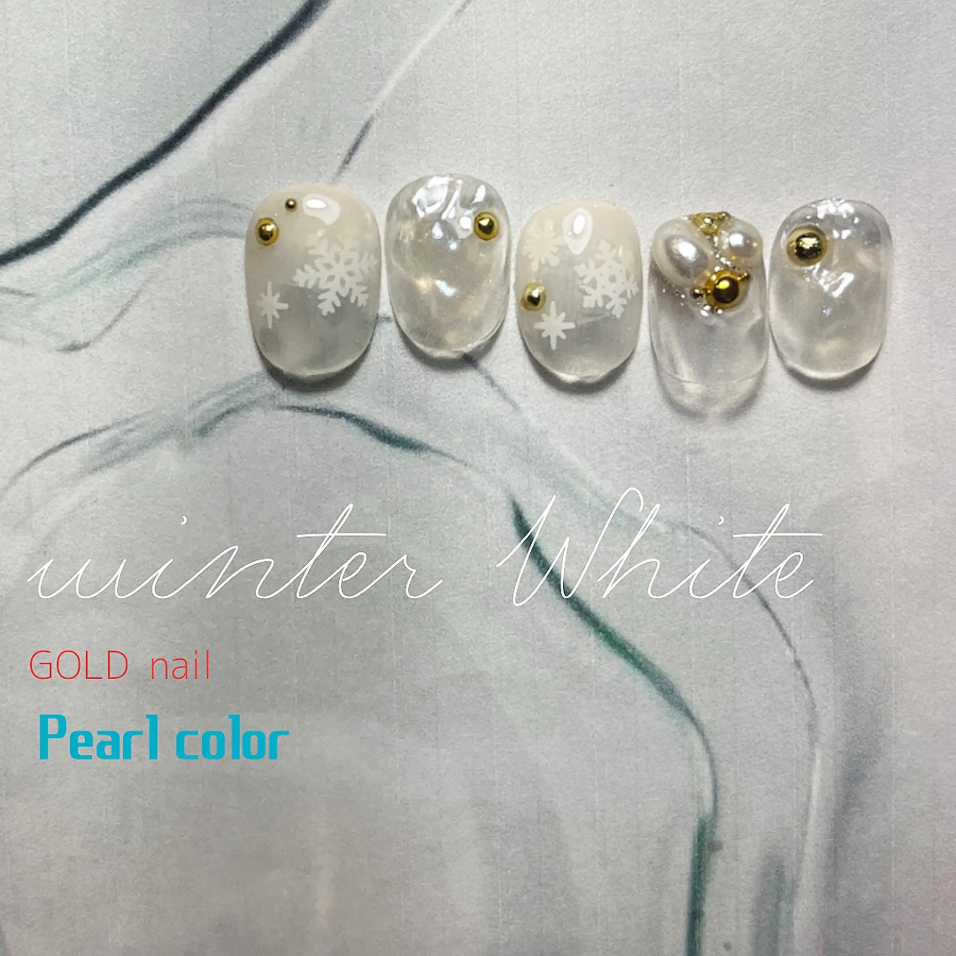 ネイル ホワイト 冬ネイル フリーランス¨̮⃝ ネイリストOKADAのネイルデザイン