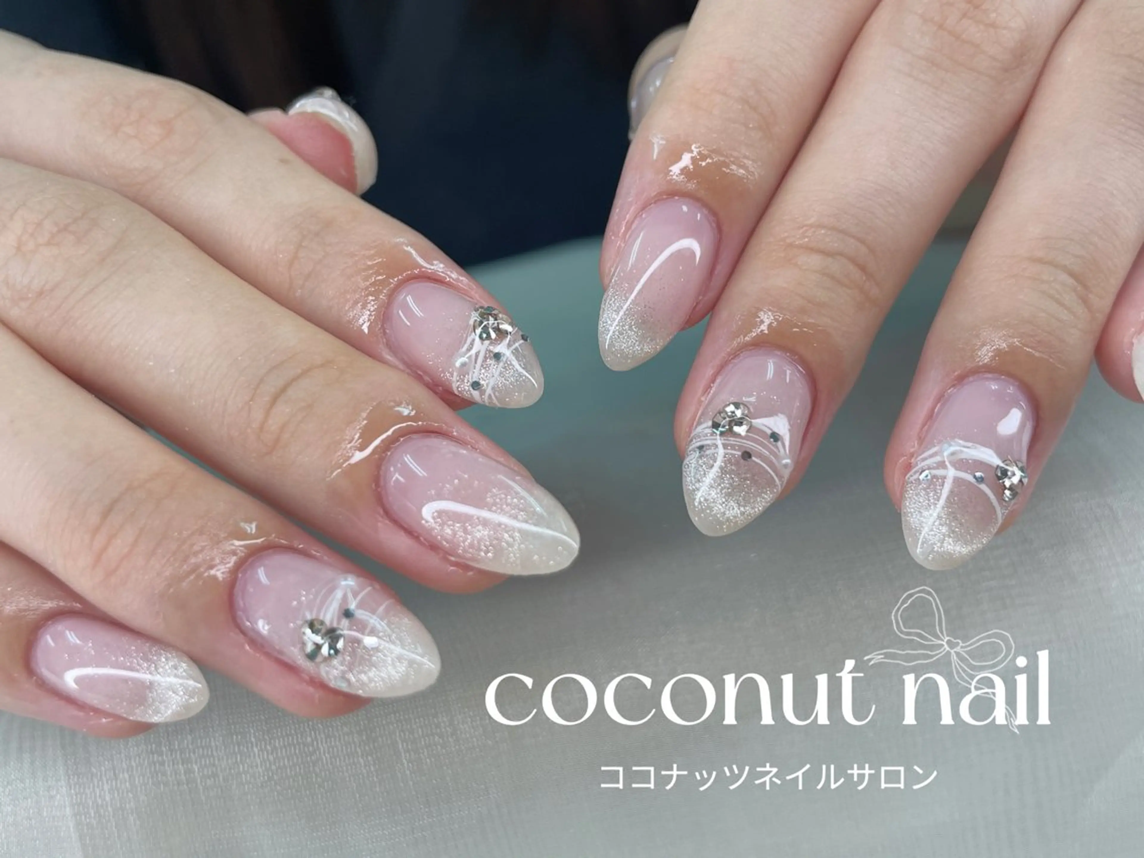 ネイル べっ甲ネイル フレンチネイル キラキラネイル マグネットネイル 大理石ネイル(マーブル) ハンドネイル 神田 ココナッツのネイルデザイン