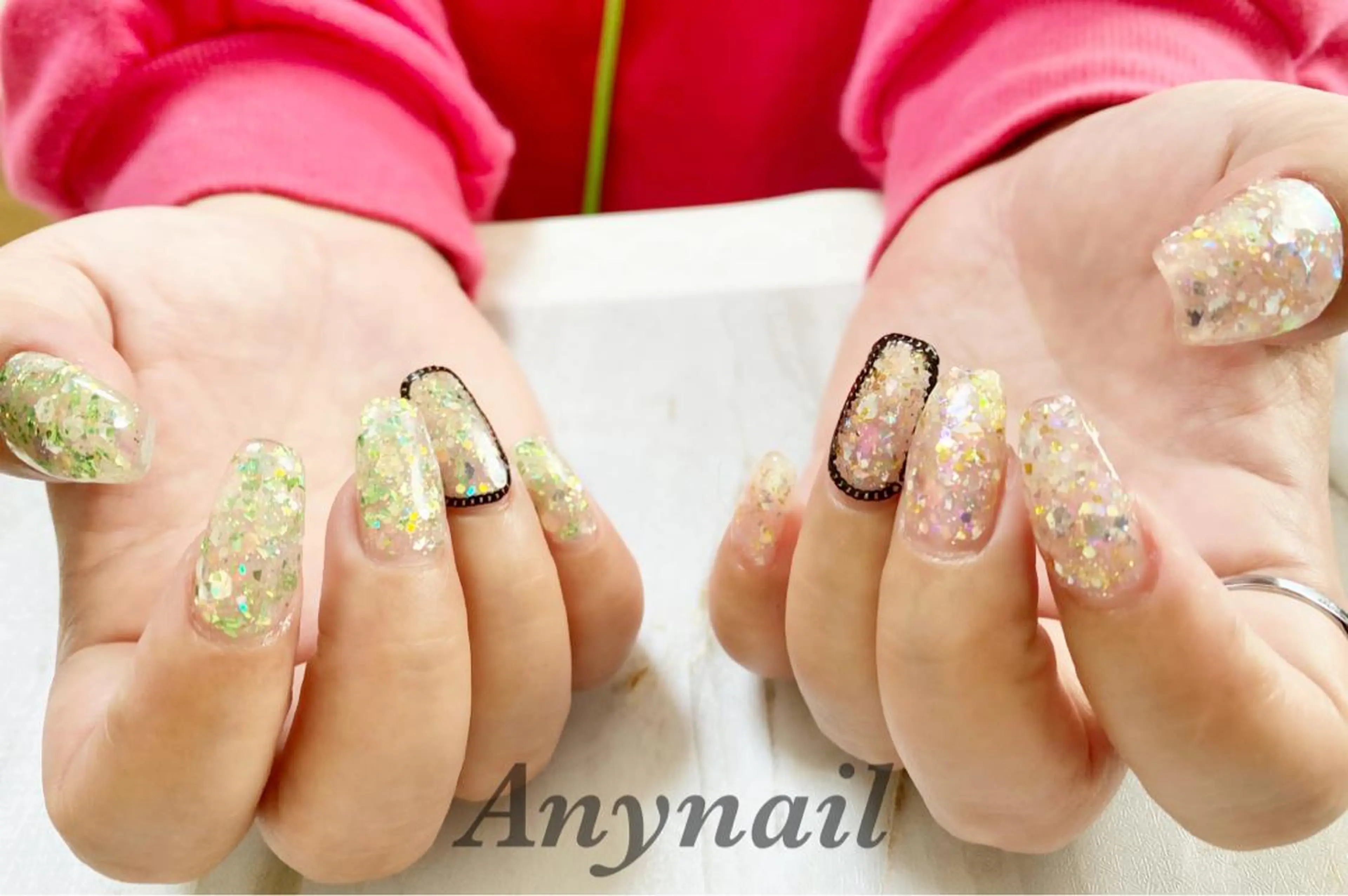 ネイル ブルー ホログラムネイル キラキラネイル ラメ(グリッター) ワンカラーネイル 岩澤 恵子のネイルデザイン