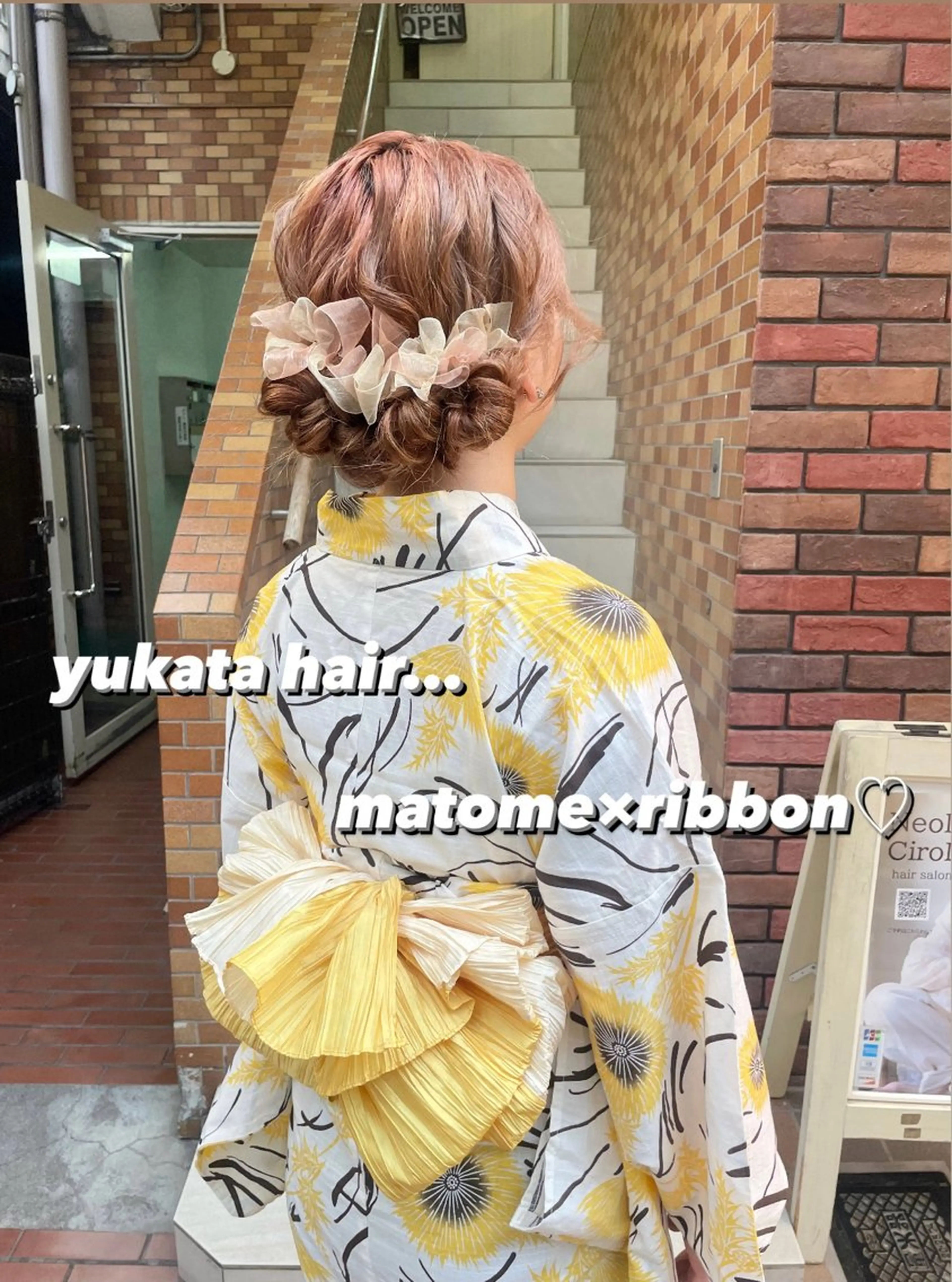 セミロング カラー ヘアアレンジ 着付け ハイトーンピンク🍑 ブリーチ🍑RINAのヘアスタイル