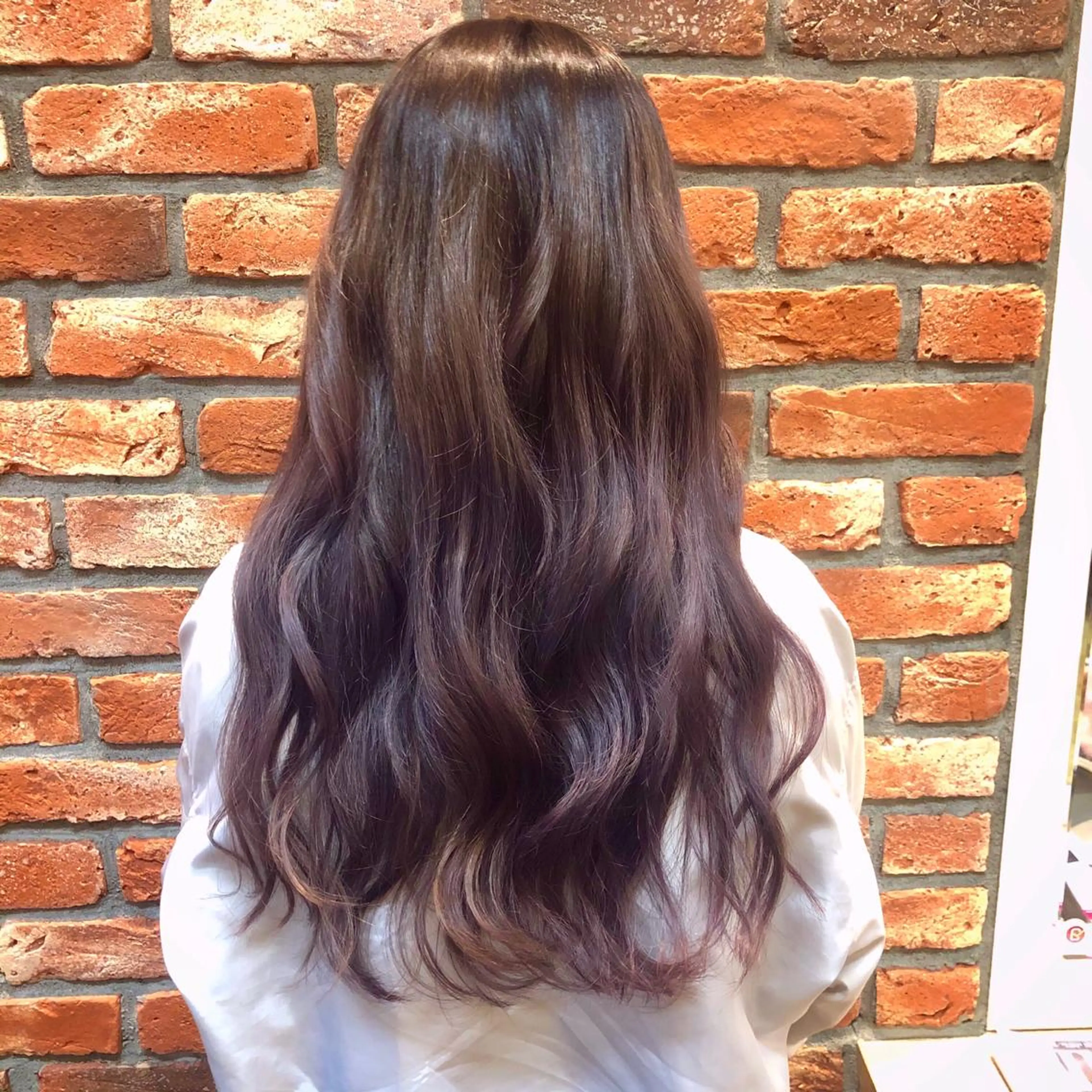 ロング アッシュ パープルカラー カット ヘアカラー トリートメント 韓国ヘアカラーパーマ 遠藤のヘアスタイル