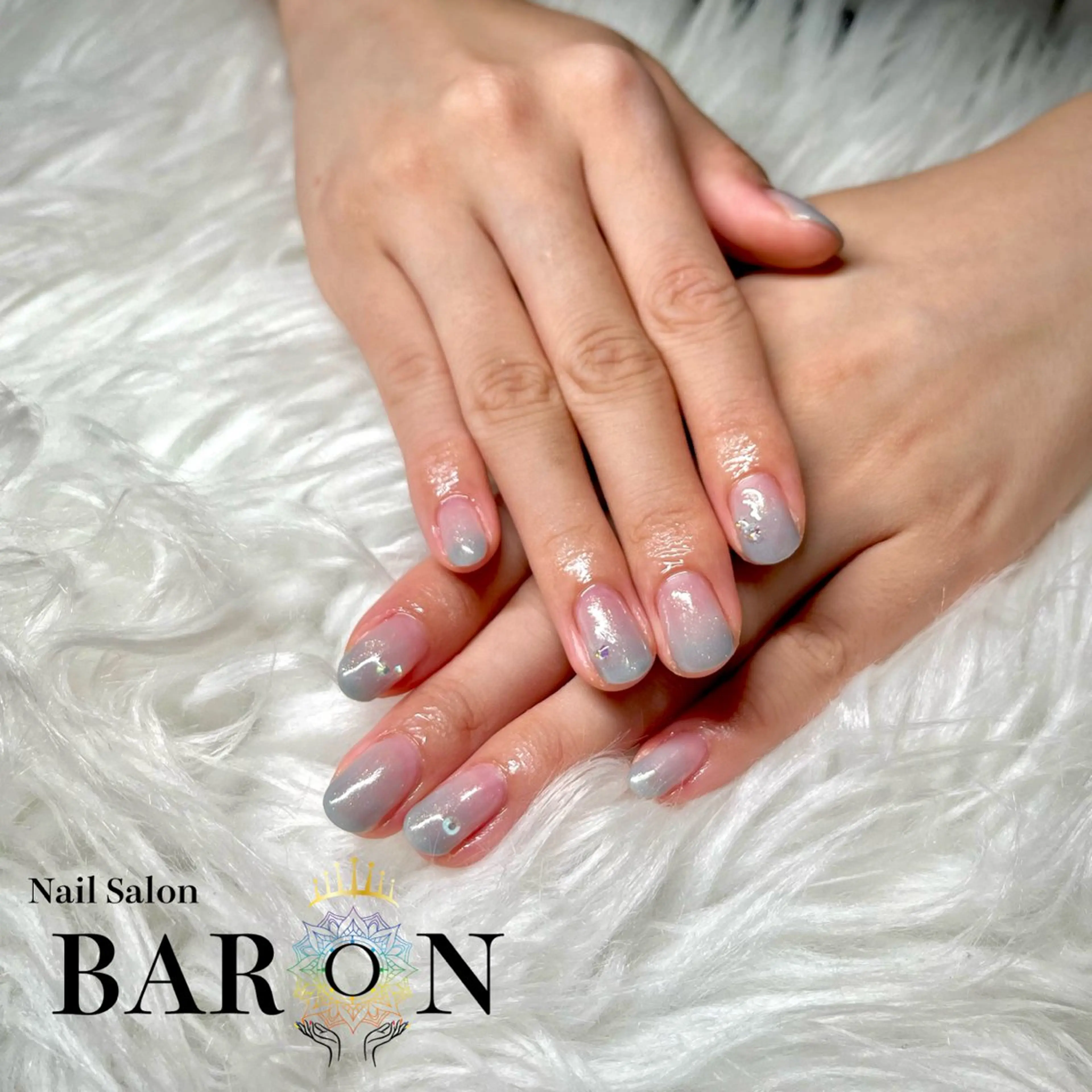 ネイル ブルー ストーンネイル ハンドネイル ☆SAKI☆ BARON 店長のネイルデザイン