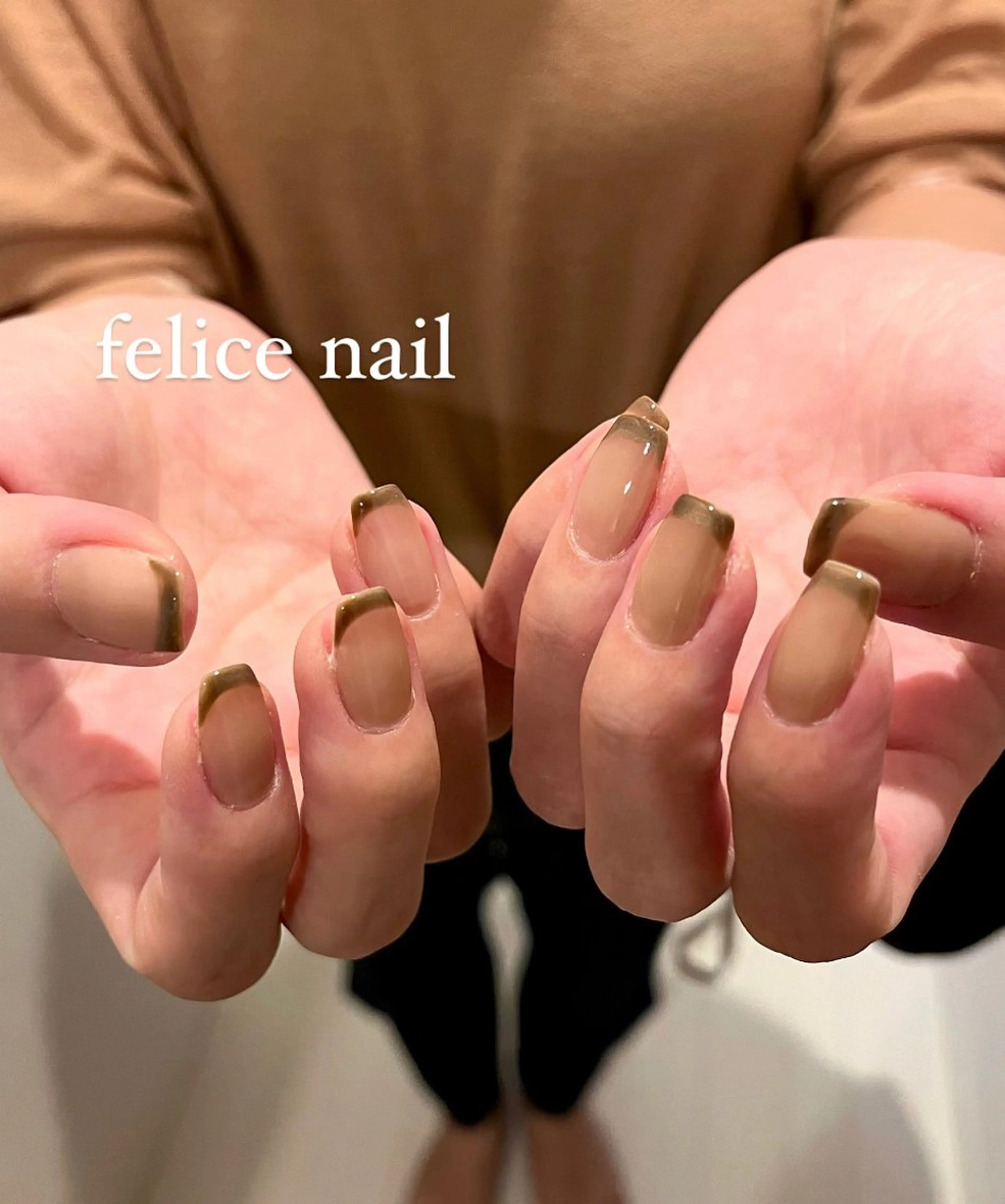 ネイル ブラウン フレンチネイル felice nailのネイルデザイン
