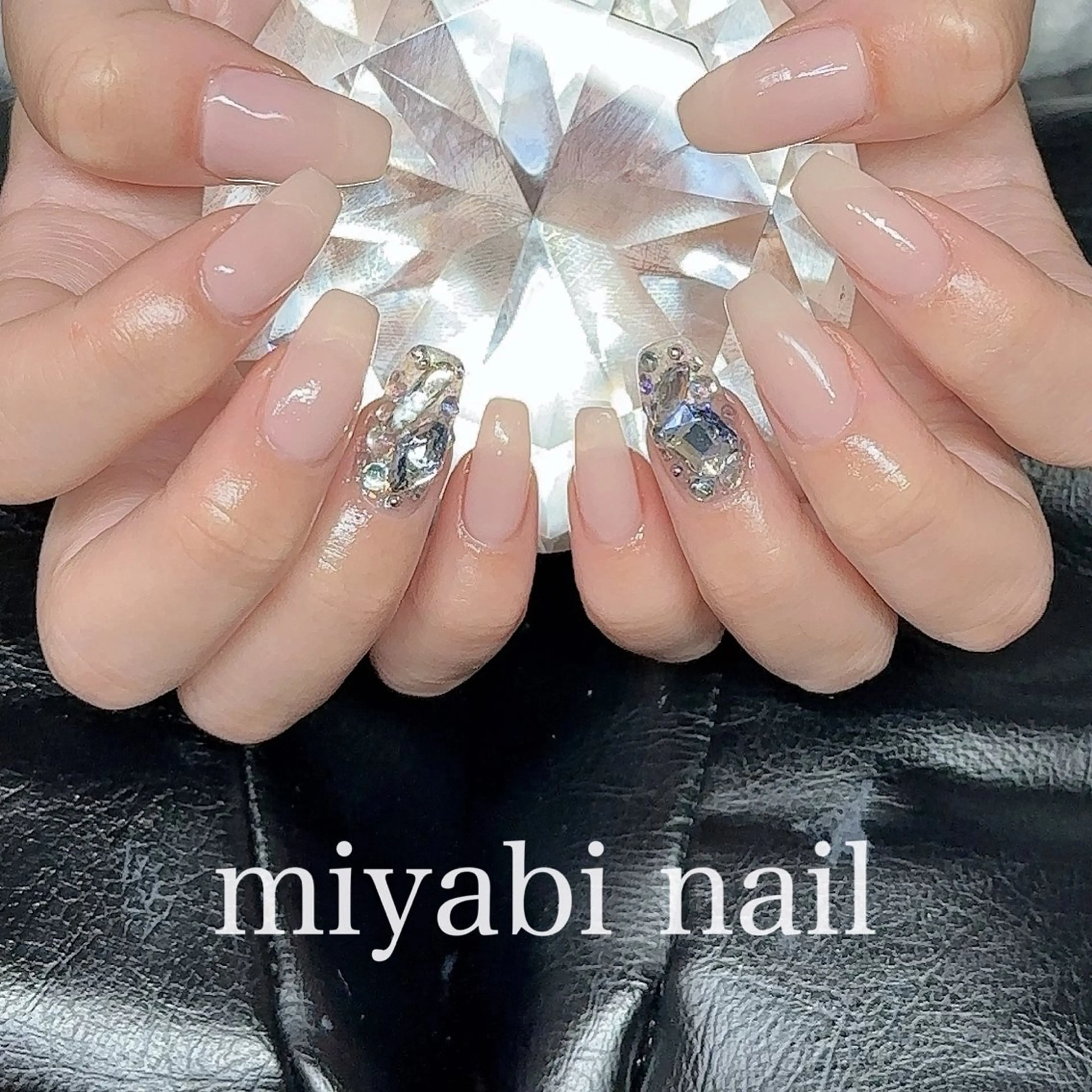 ネイル ジェルネイル キラキラネイル 持ち込み ピンク ストーンネイル ハンドネイル miyabi nail 桂川駅近くのネイルデザイン