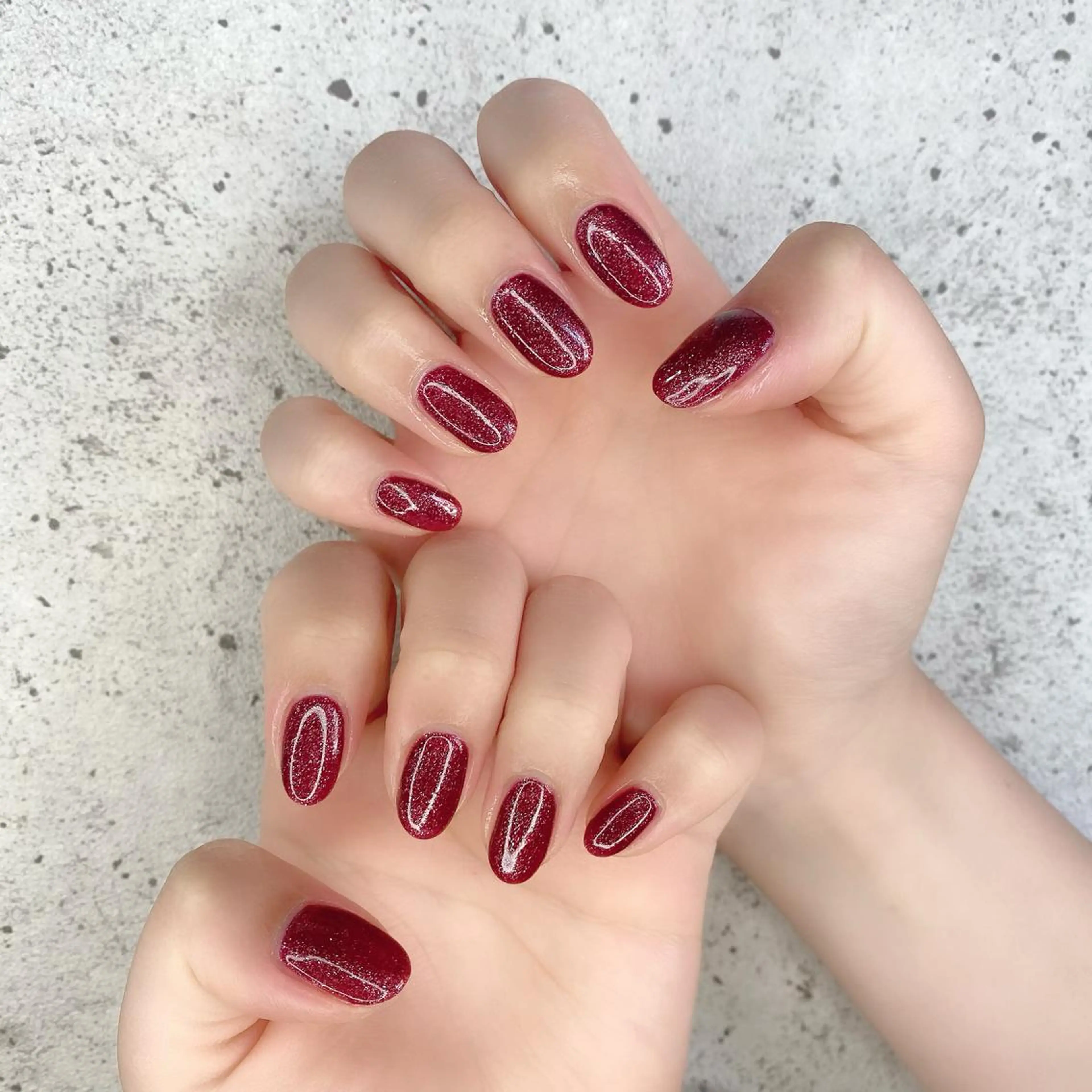 ミディアム カラー パーマ ヘアアレンジ メンズ キッズ ネイル マツエク・マツパ アイブロウ ボルドーカラー 眉カラー ボルドー ジェルネイル 赤色 ハンドネイル Salon Ｋのネイルデザイン