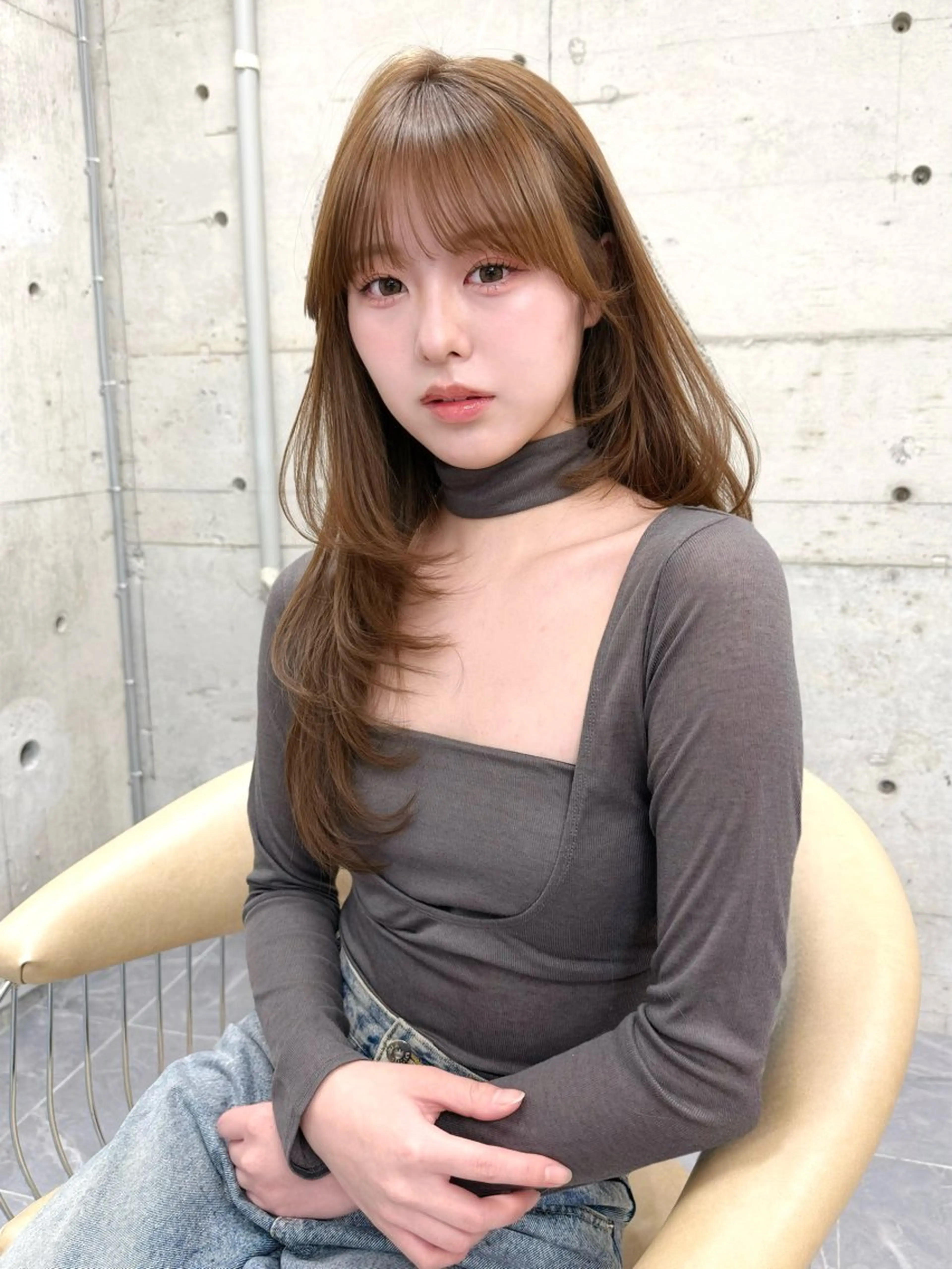 ロング ケアカラー 韓国風ヘア レイヤーカット 柔らかい透明感カラー ♡Chihiroのヘアスタイル