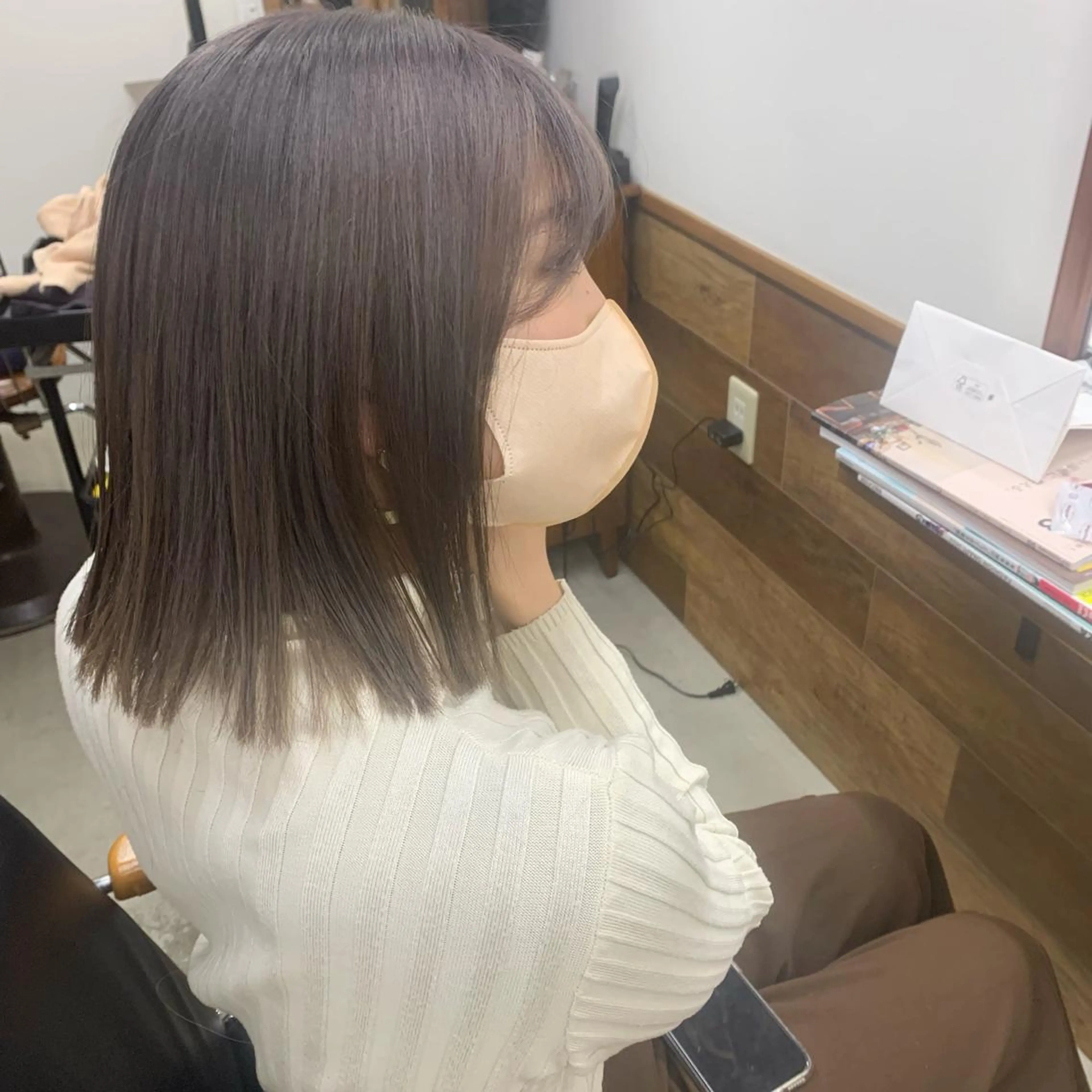 ショート ラベンダーベージュ Ririkoボブ 透明感カラー🤍のヘアスタイル