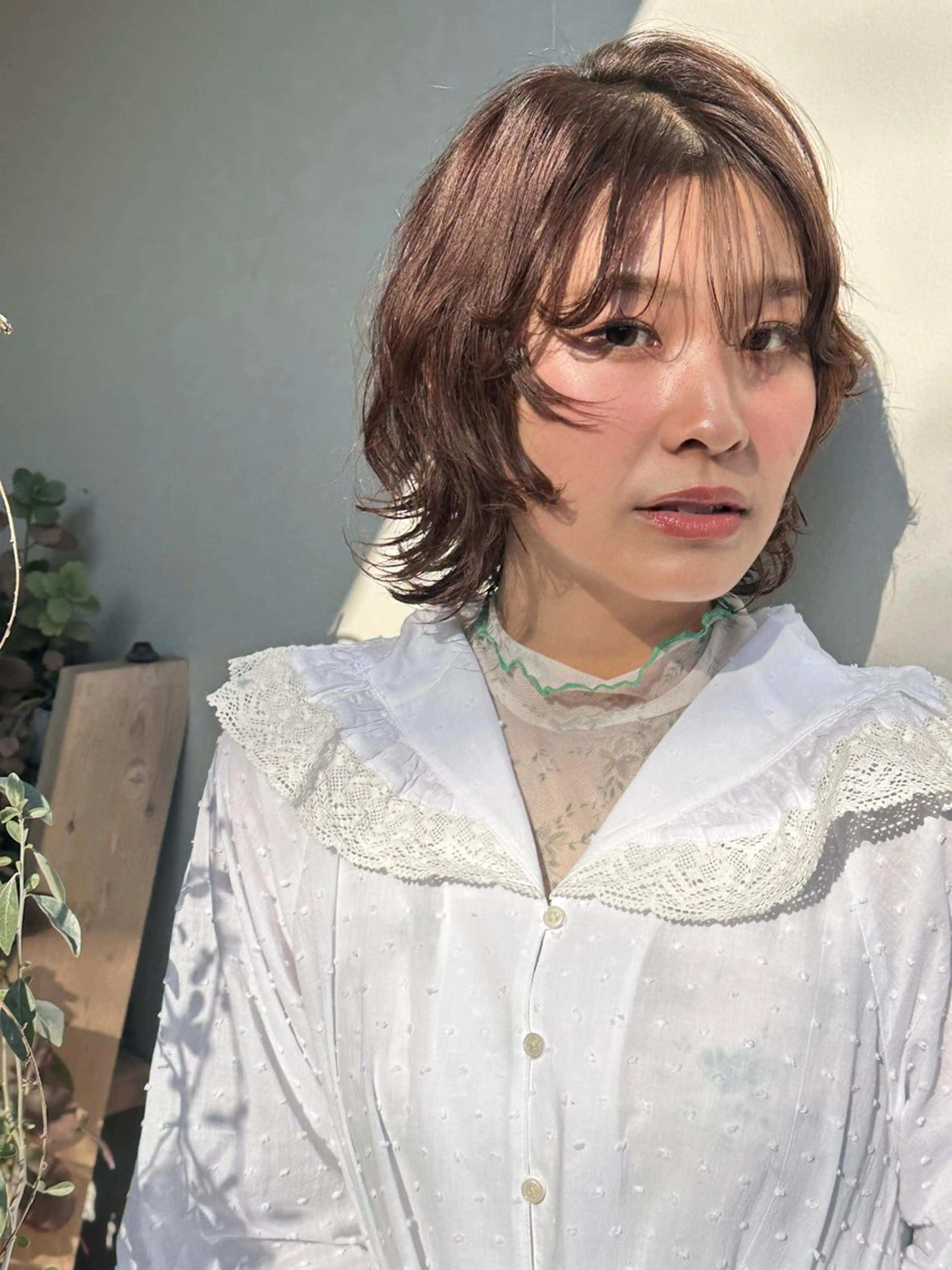 ショート カラー パーマ ボブレイヤー ブラウンカラー 透明感カラー ボブ レイヤーカット カット ヘアカラー パーマ ✂︎岡根 京花✂︎のヘアスタイル