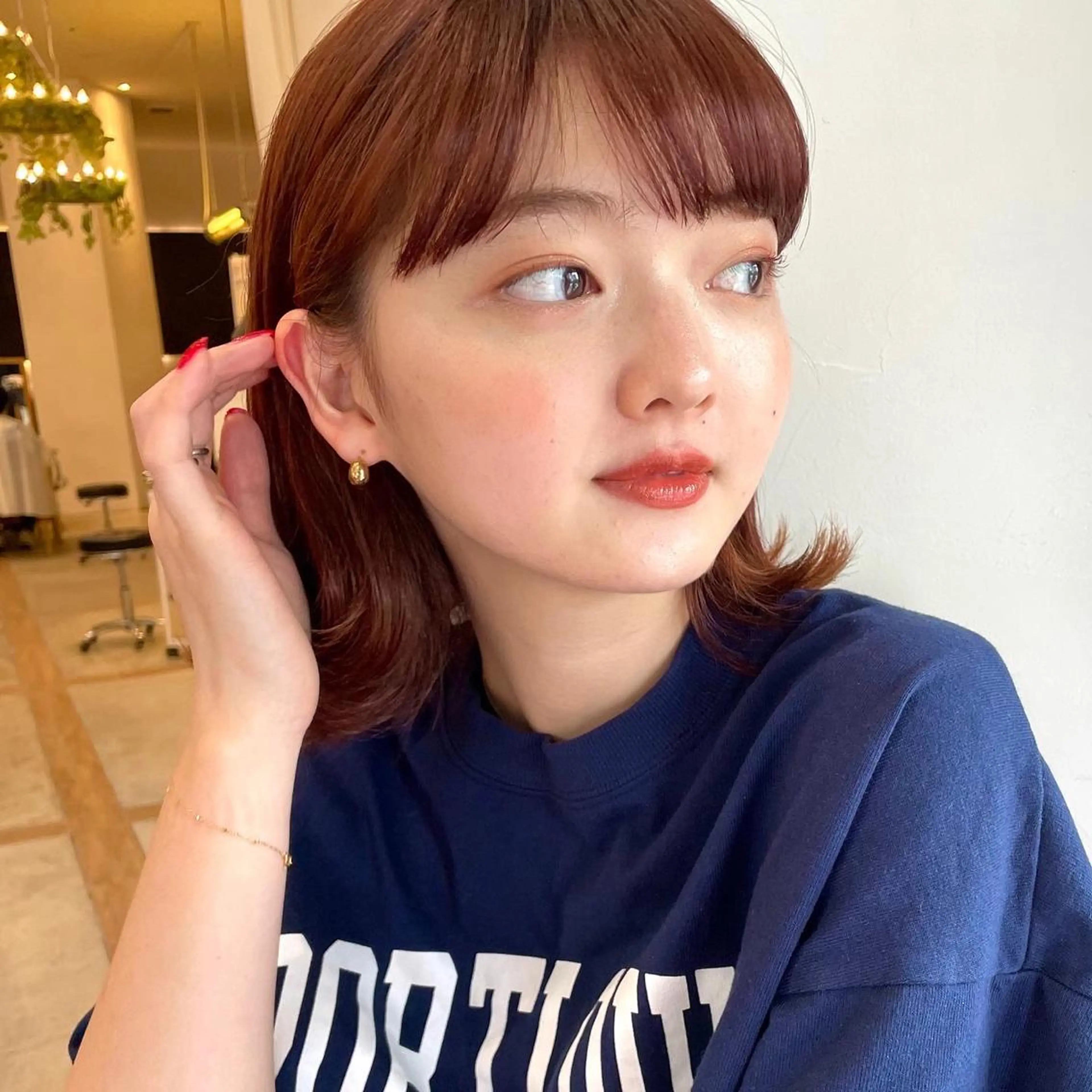 ミディアム カラー オレンジ OAK 学芸大学所属・秋葉萌　透明感カラー /レイヤー/ボブ♡のヘアスタイル