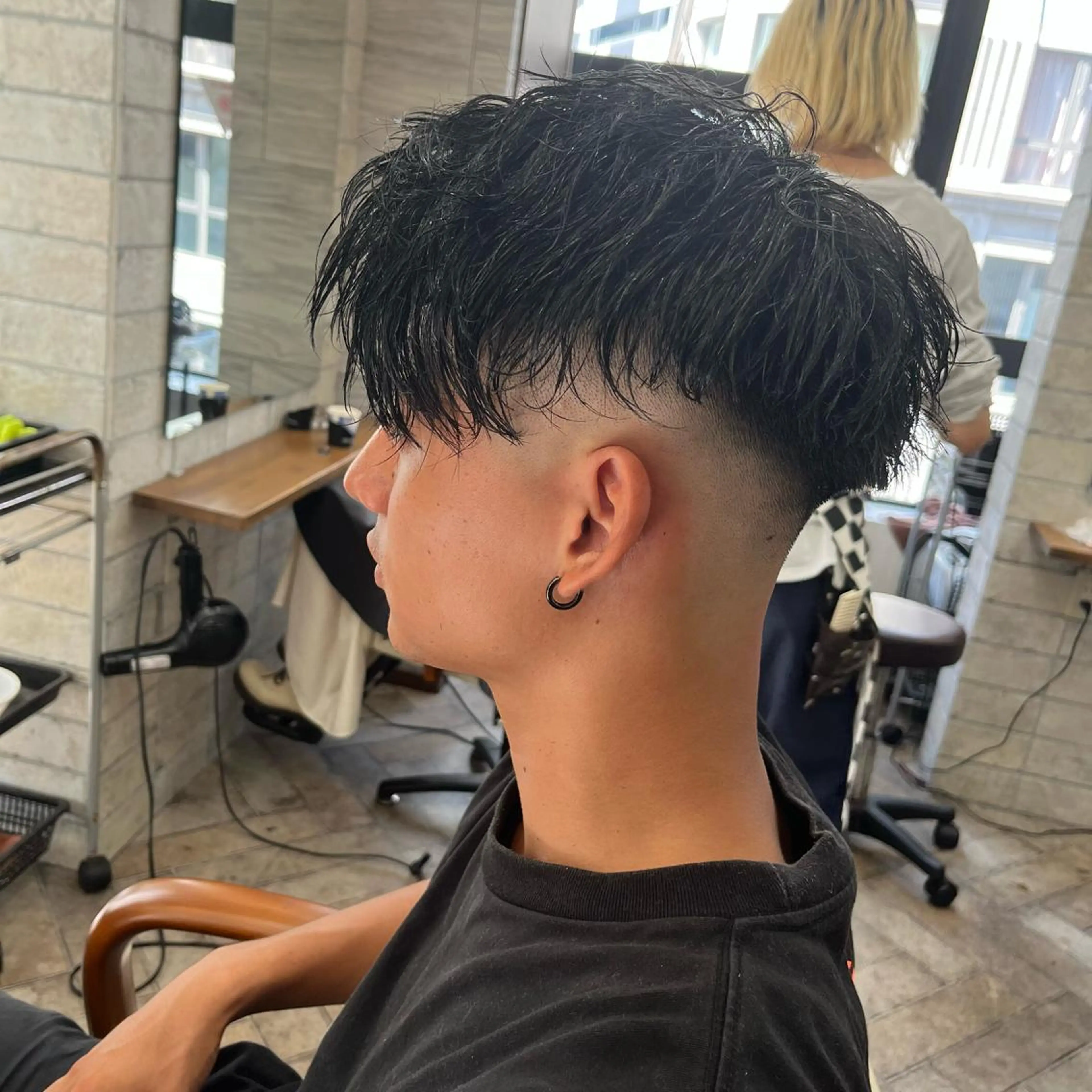 ショート メンズ アップバング カット パーマ トリートメント ヘアセット Men's salon ANSWER所属・メンズサロン ANSWERのヘアスタイル