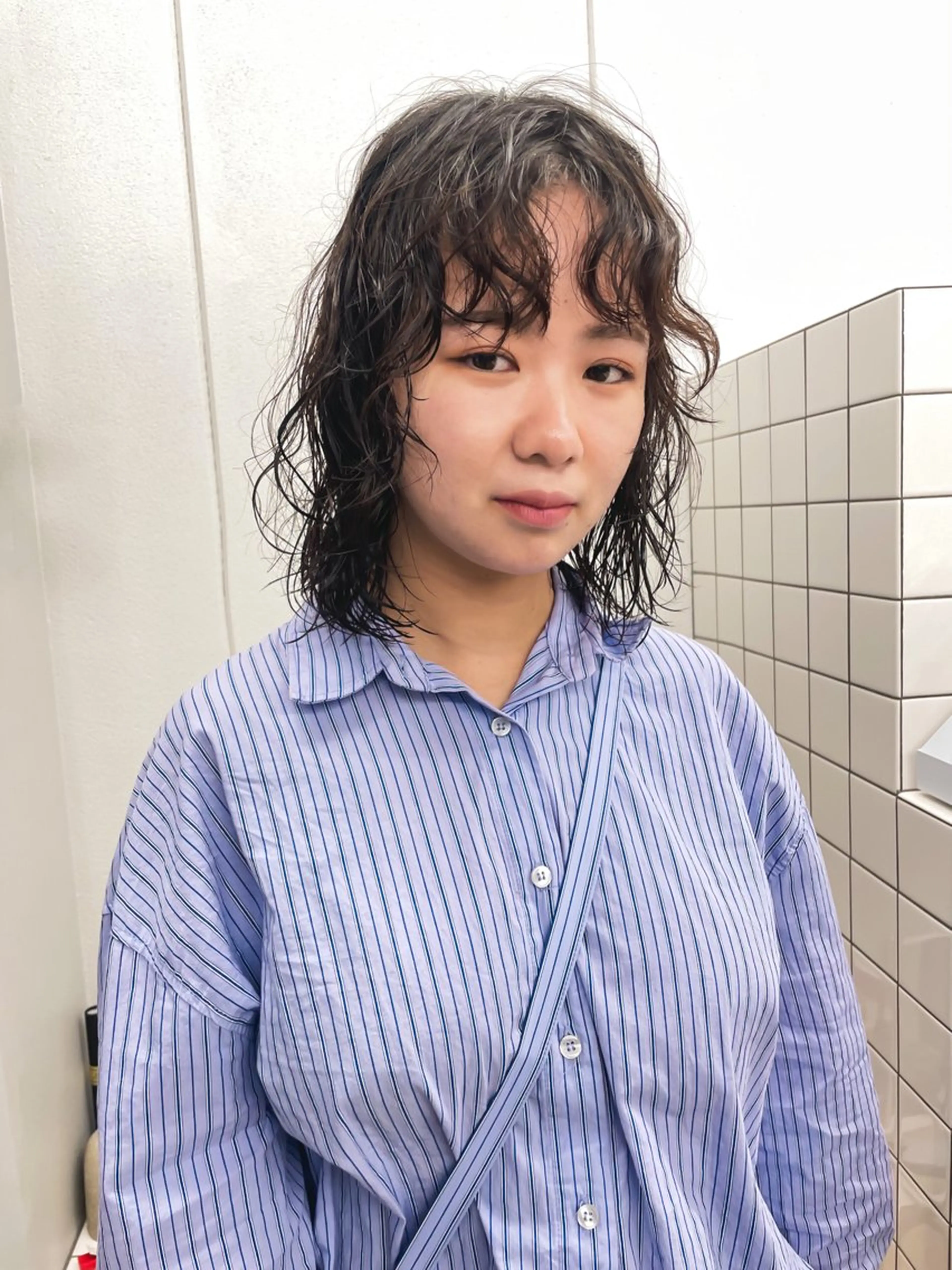 ミディアム パーマ カット パーマ 関 京磨のヘアスタイル