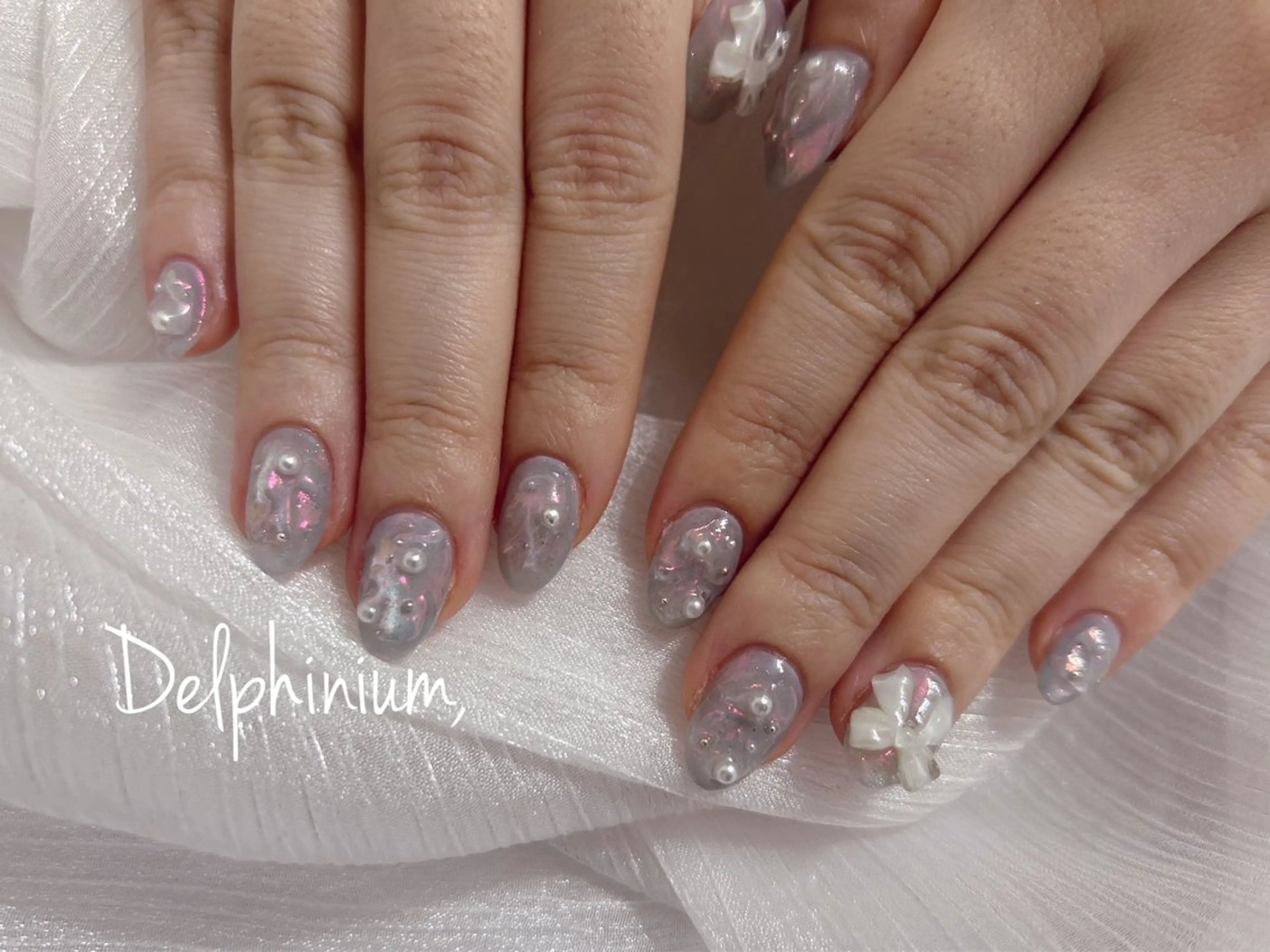 ネイル アートネイル オーロラネイル ジェルネイル ミラーネイル 持ち込み ハンドネイル 岡本 友恵のネイルデザイン