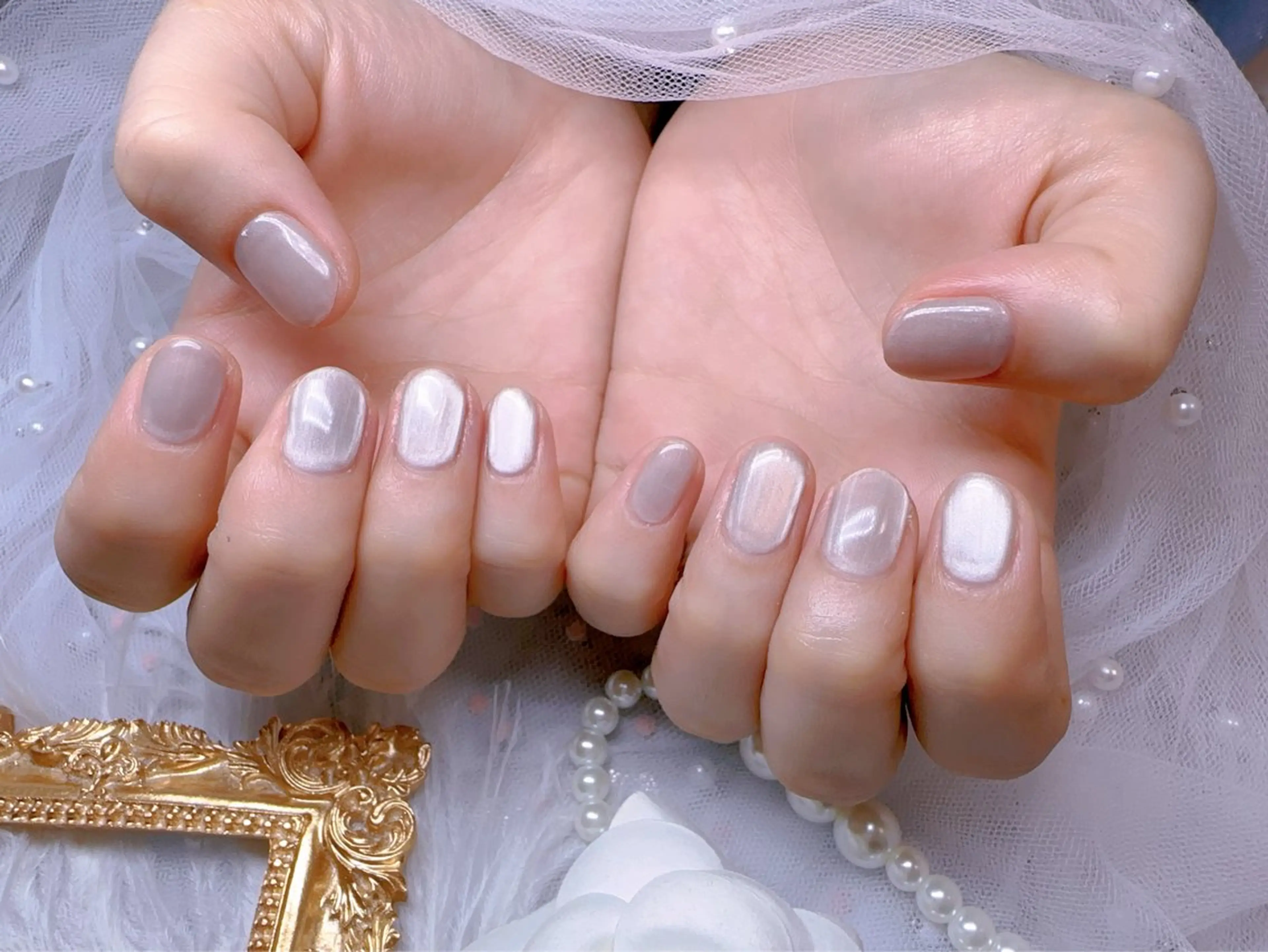 ネイル オーロラネイル フットネイル 韓国ネイル ラメ(グリッター) ラメグラデーション ハンドネイル Belle nail salon 新小岩のネイルデザイン