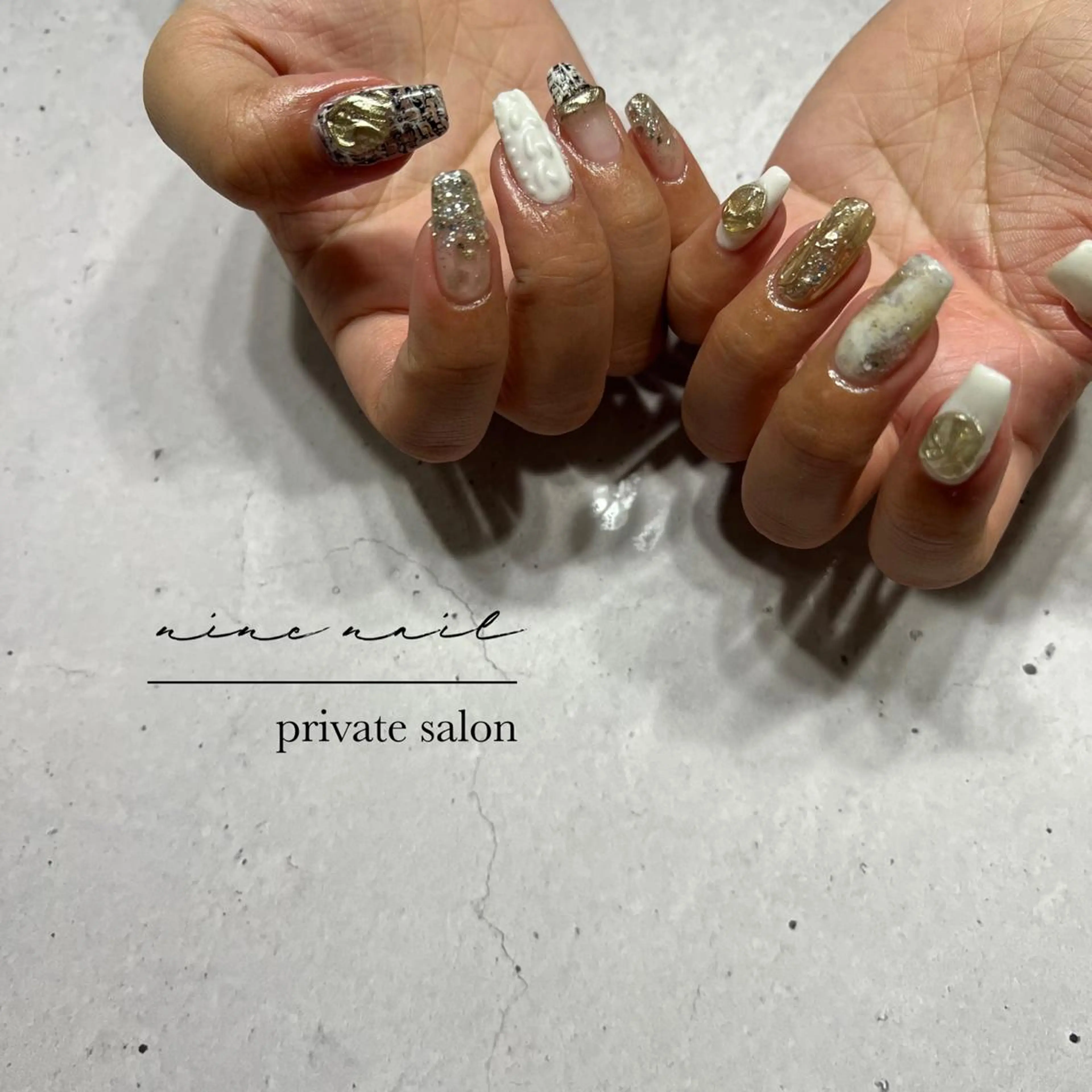 ネイル ミラーネイル ニュアンスネイル ツイードネイル nine nailのネイルデザイン