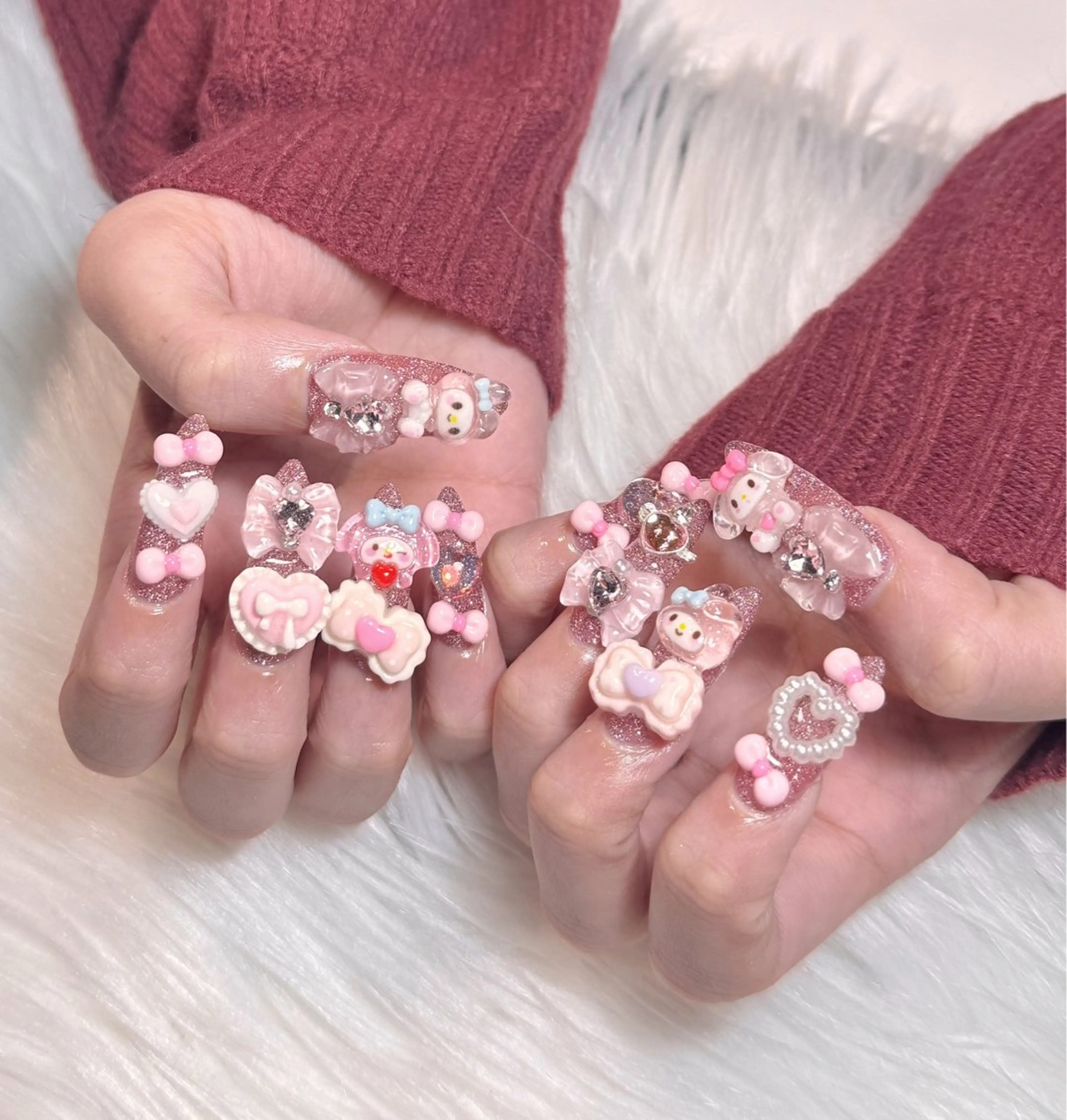 ネイル アートネイル オーロラネイル ジェルネイル 韓国ネイル ロングネイル ハンドネイル Nichi Nailsのネイルデザイン
