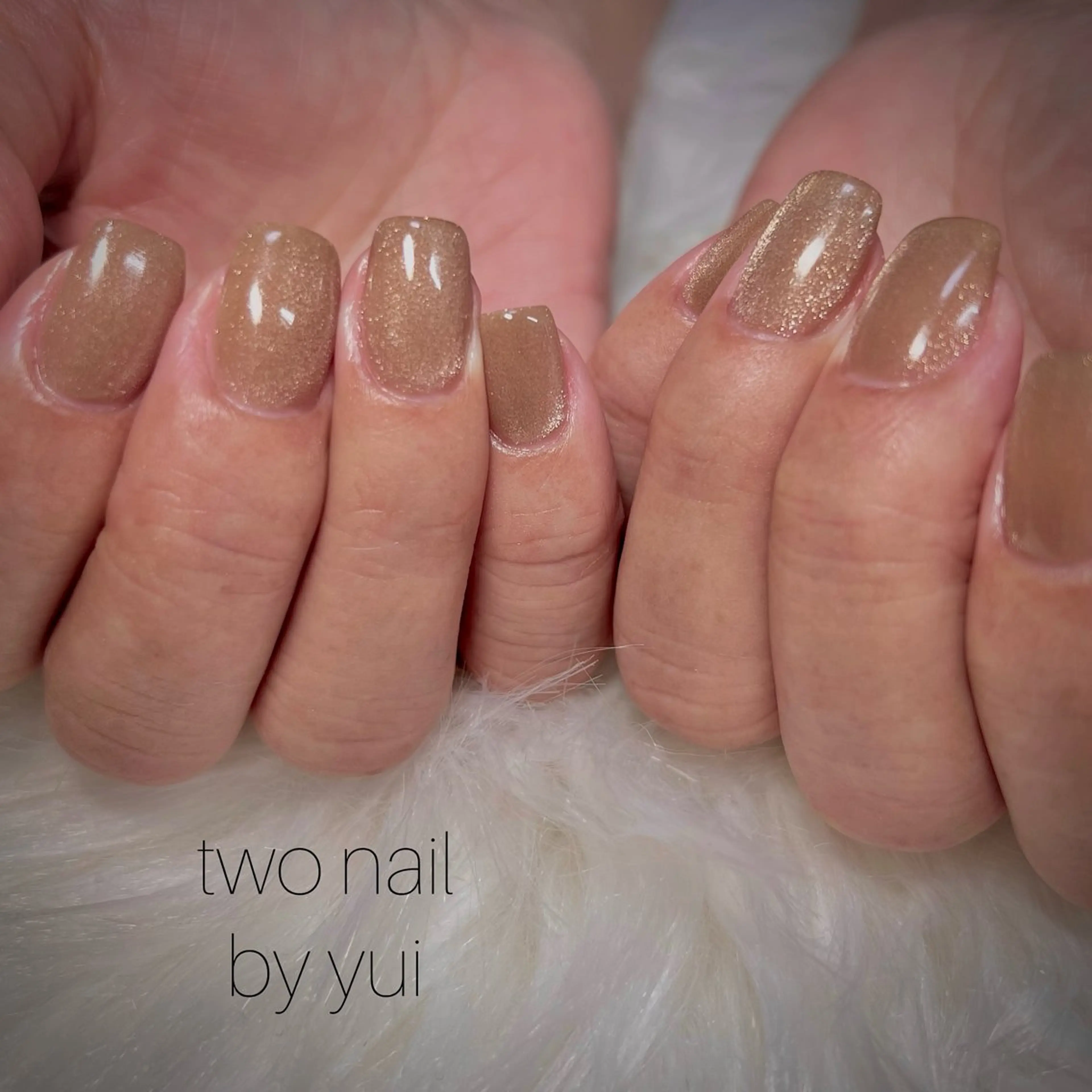ネイル ブラウン キラキラネイル マグネットネイル ネイルチップ ホワイト ハンドネイル two nailのネイルデザイン