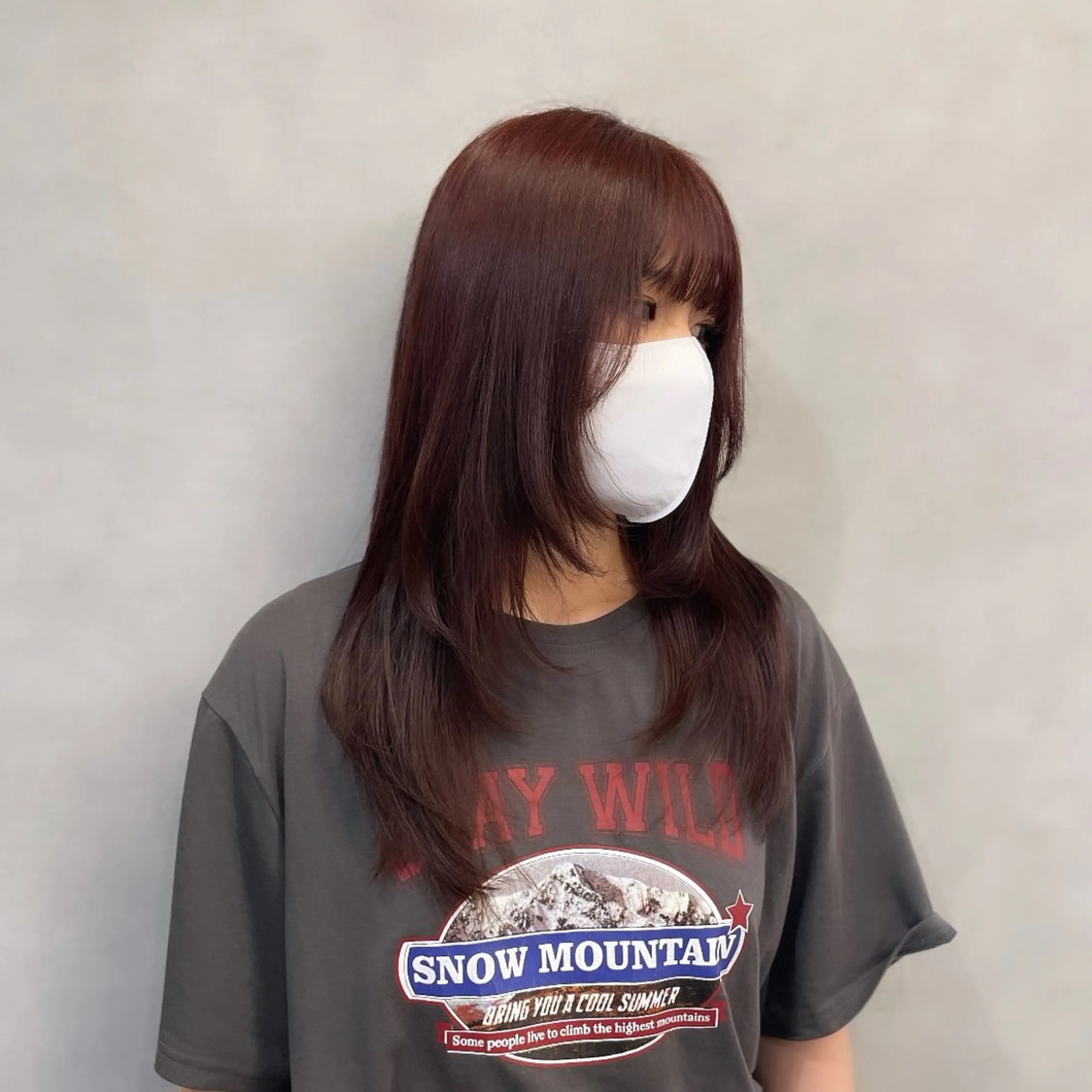 セミロング カラー レッドカラー ヘアカラー Rui/透明感カラー 暖色/レイヤーカットのヘアスタイル