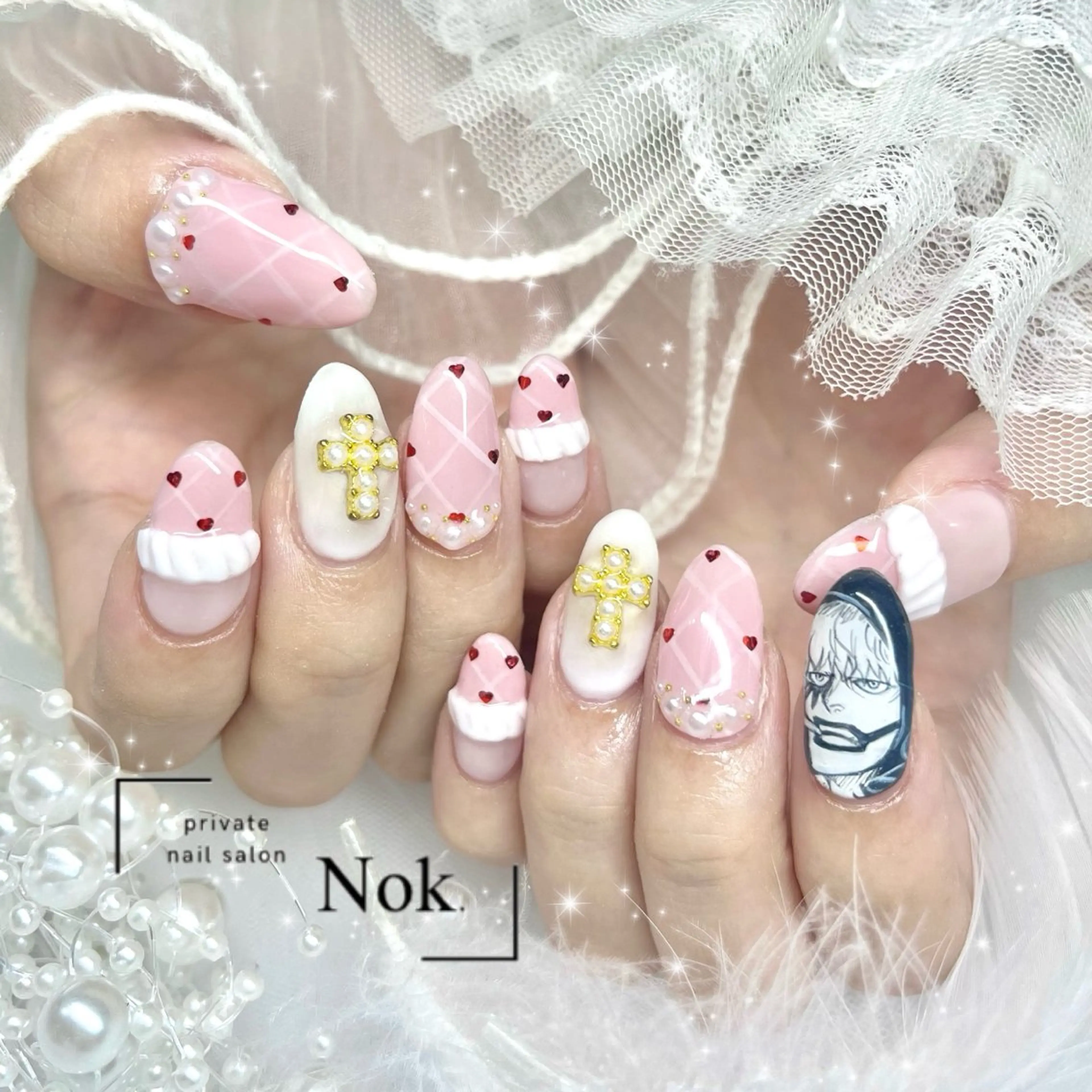 ネイル レース ハンドネイル 池袋痛ネイル Nok. 渡辺のネイルデザイン