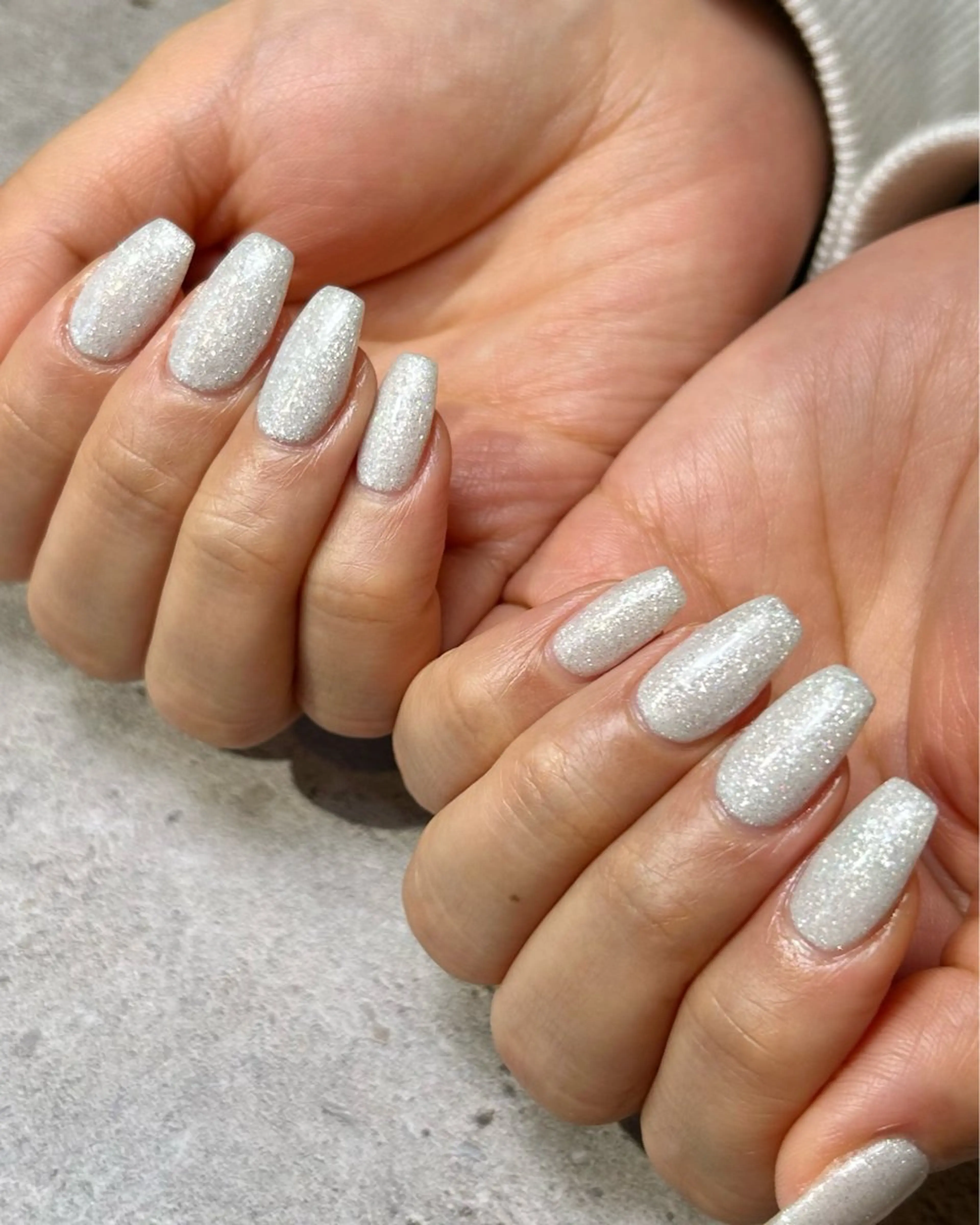 ネイル フラッシュネイル ラメ(グリッター) ホワイト ハンドネイル Reflection marikoのネイルデザイン