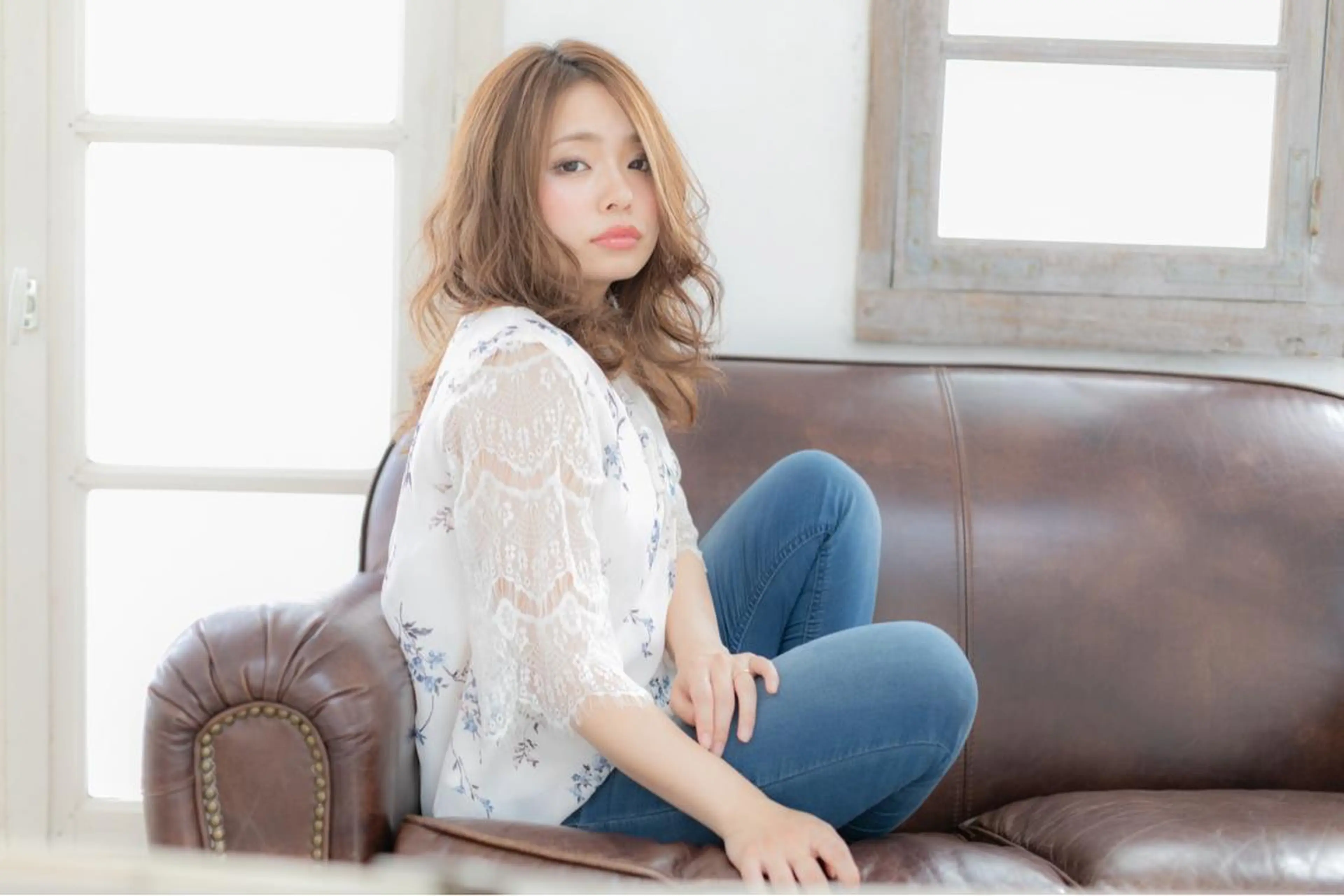 セミロング カラー パーマ ヘアアレンジ メンズ 川上 有香のヘアスタイル