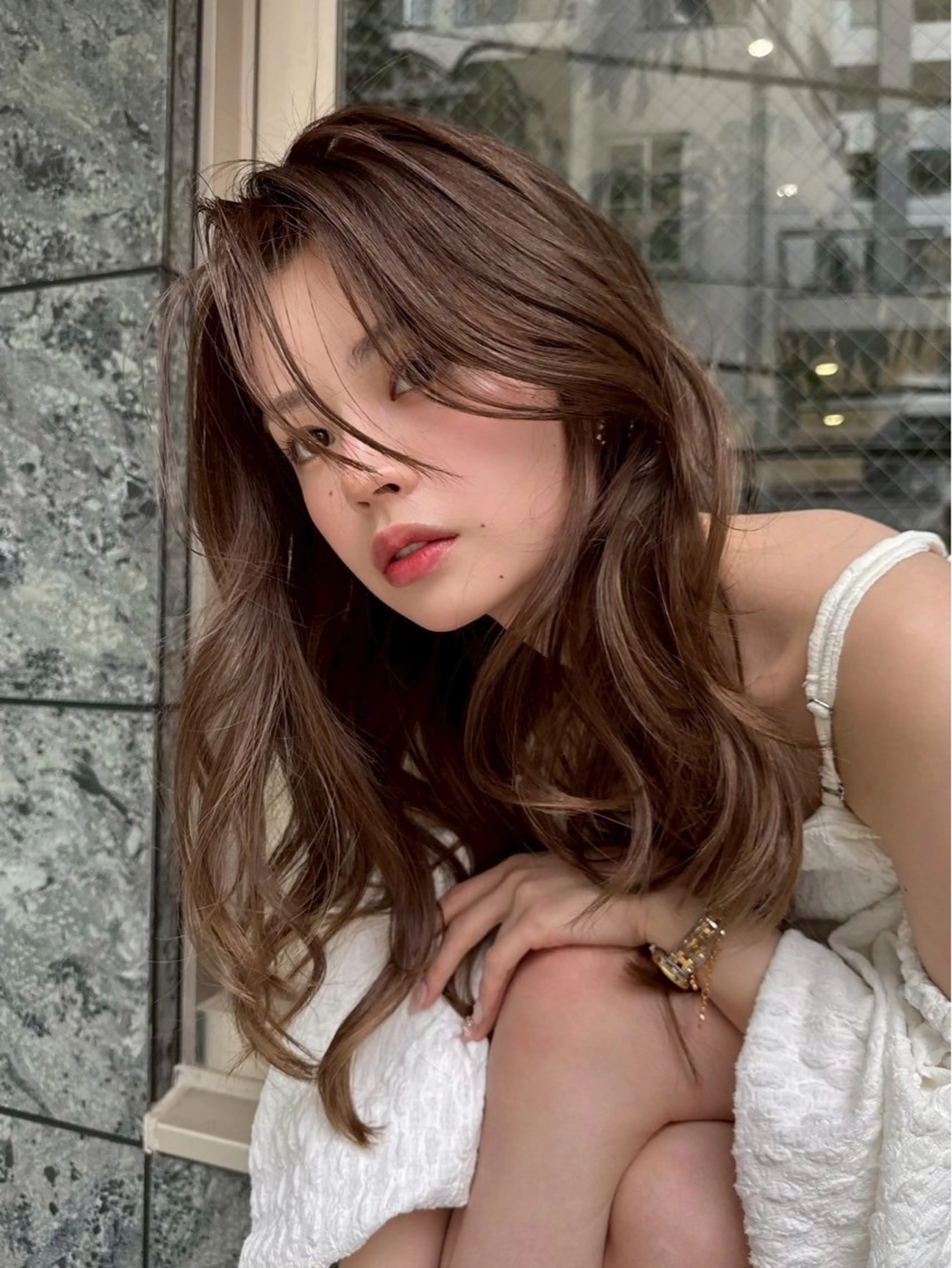 ロング カラー 顔周りカット レイヤーカット ロング 小顔カット 表参道/レイヤー/ 髪質改善/ryoのヘアスタイル