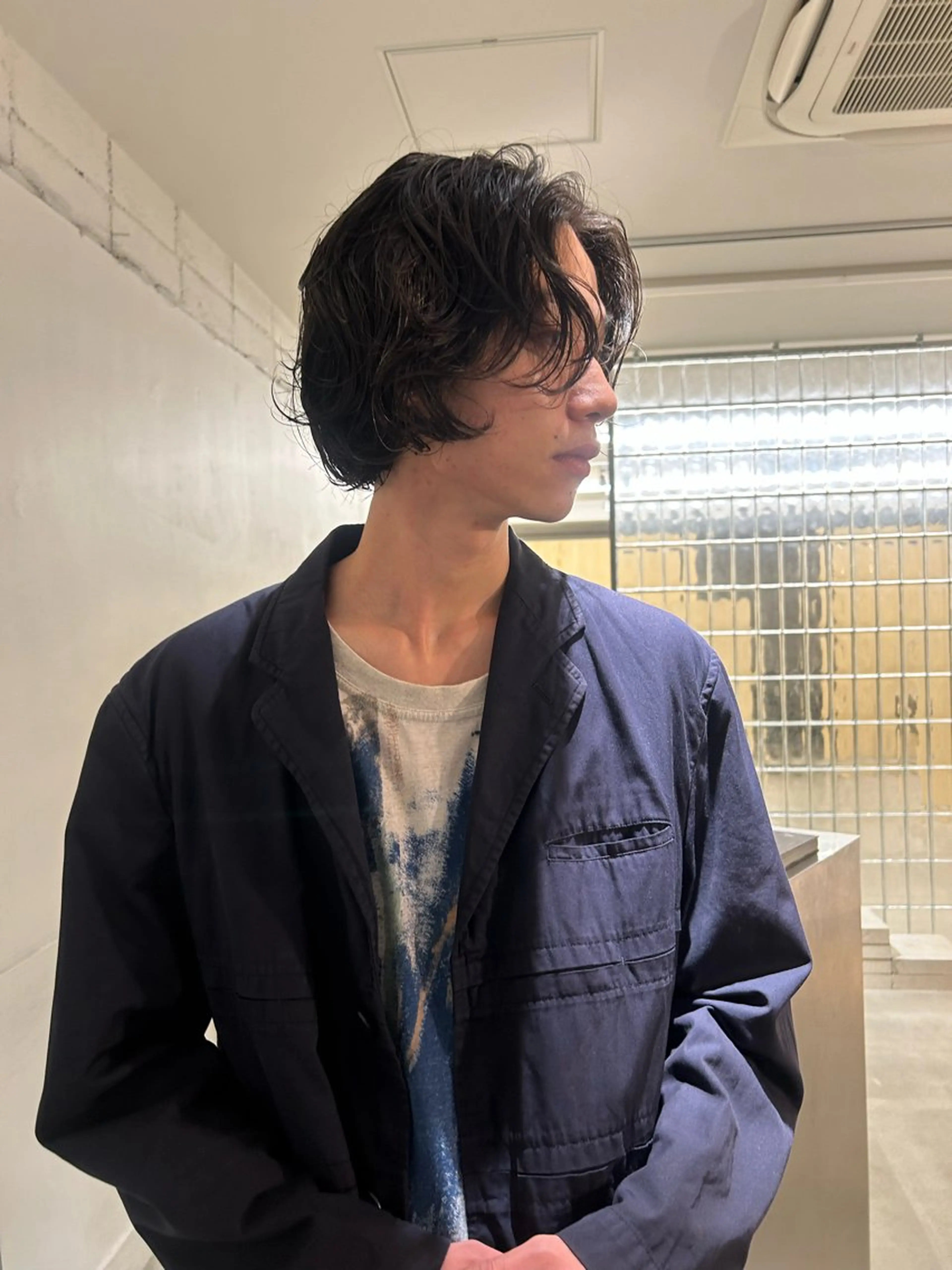 ミディアム パーマ メンズ ミディアムパーマ メンズパーマ ボブ ニュアンスパーマ カット パーマ メンズパーマ ナカムラヒロトのヘアスタイル