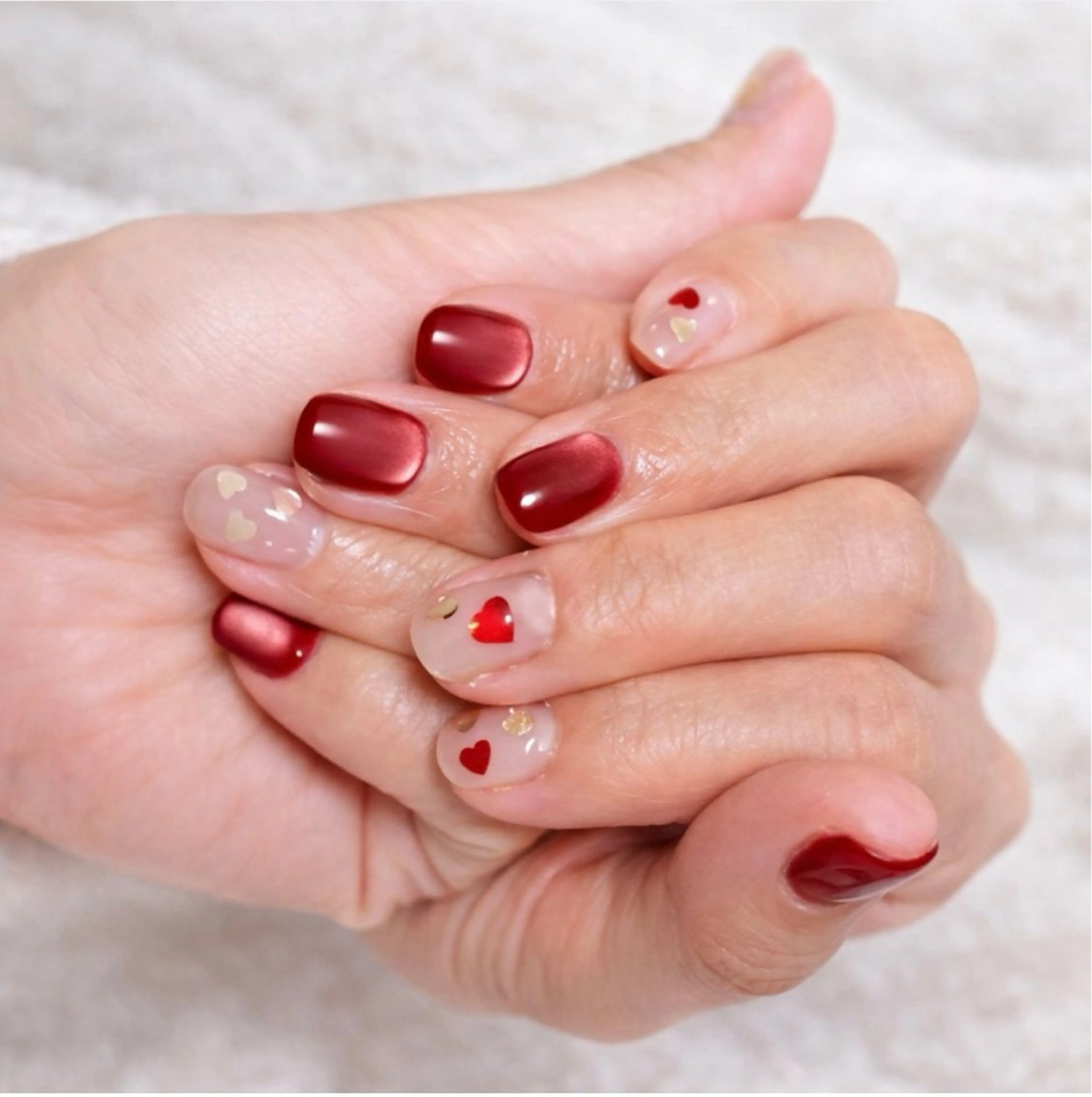 ネイル ボルドー ハート マットネイル ハンドネイル Kii nailのネイルデザイン