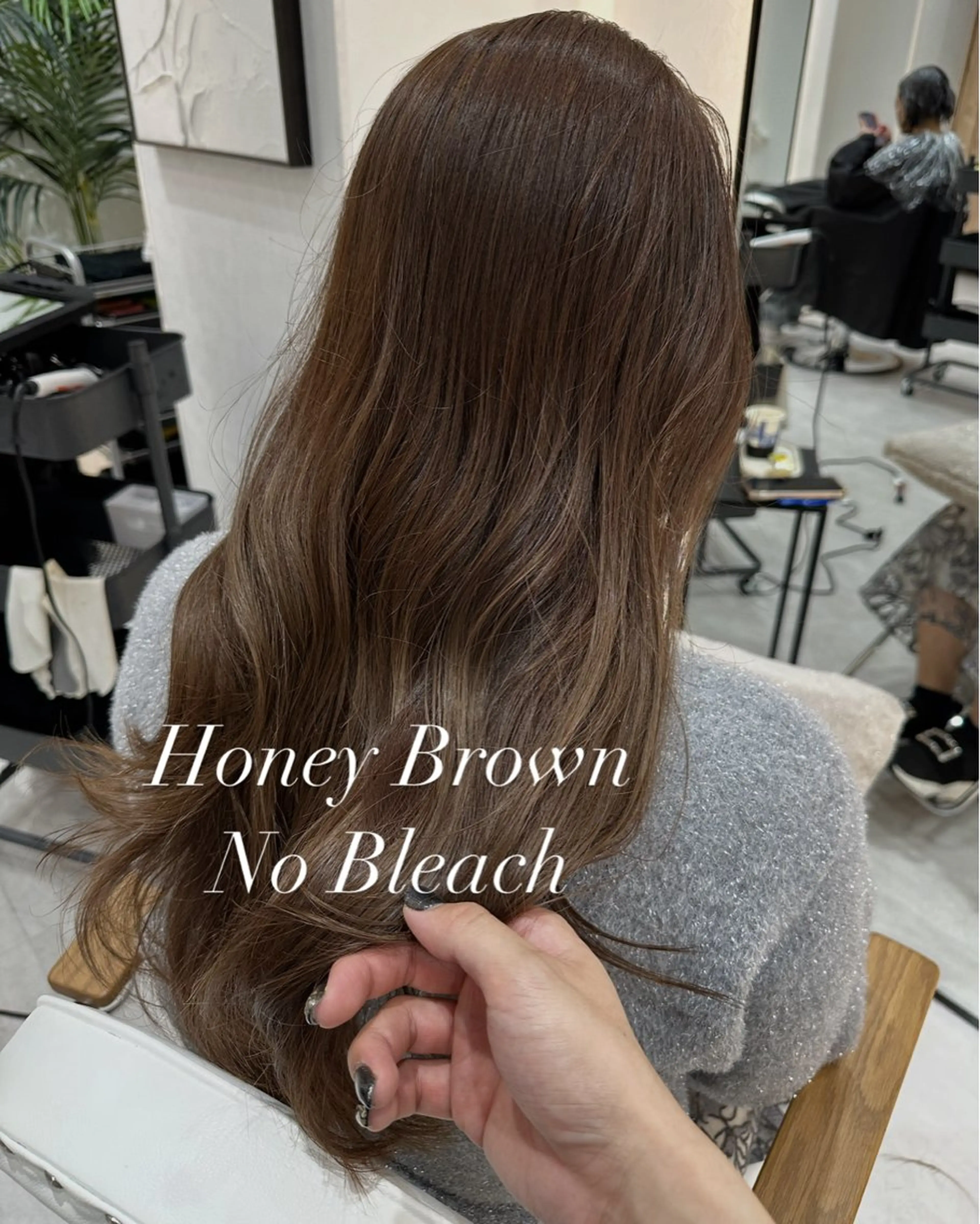 ロング カラー 赤み消し/オリーブ カーキ/福田れんのヘアスタイル