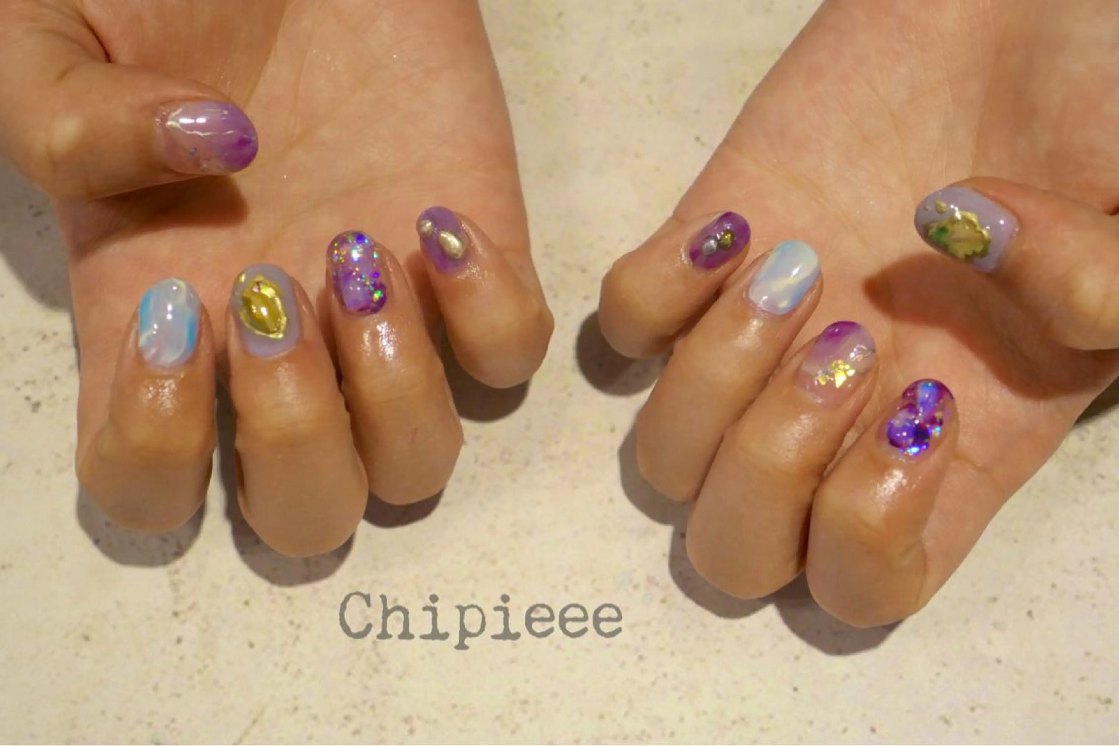 ネイル パープル revia所属・ERI Nailistのネイルデザイン