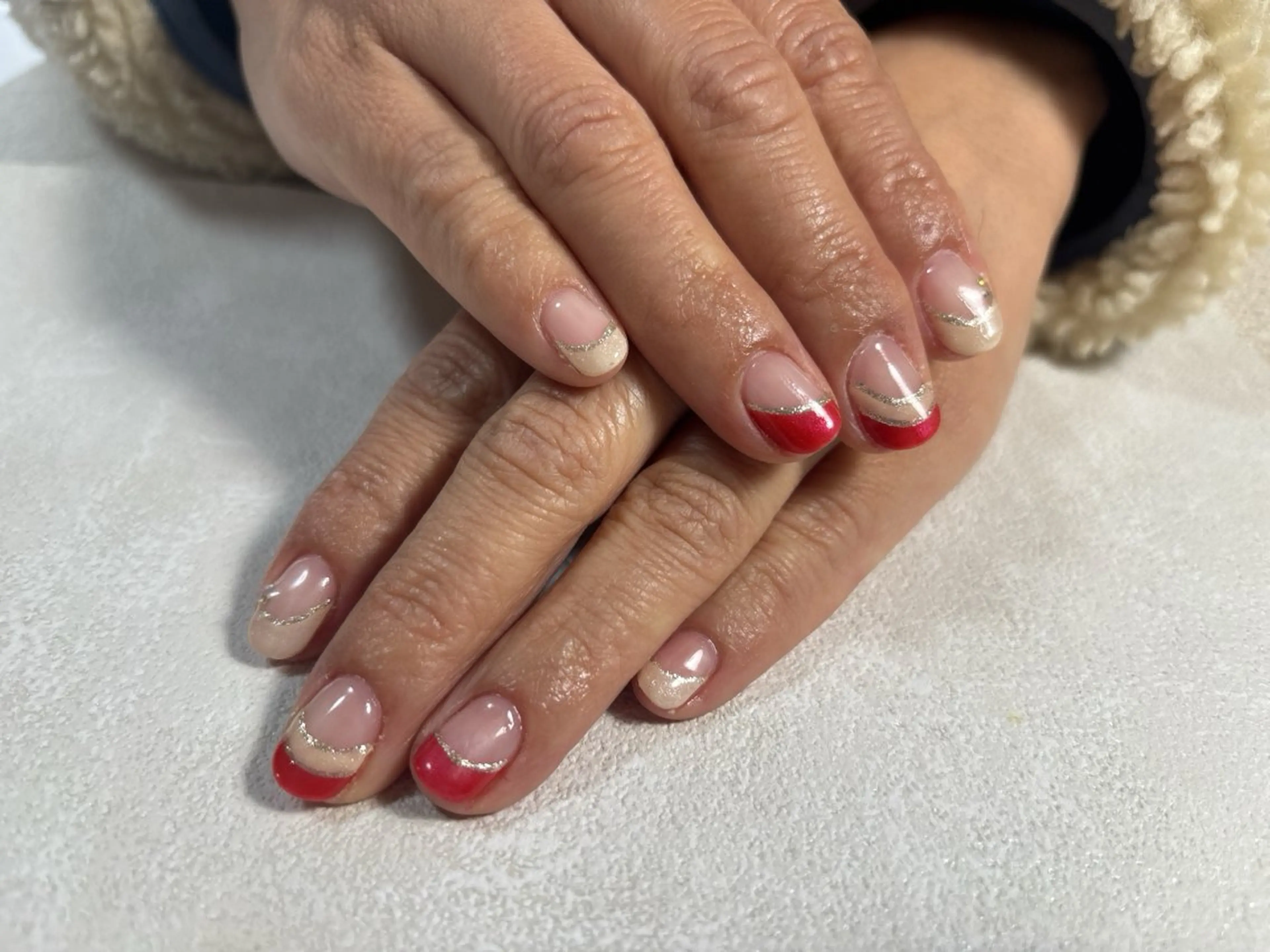 ネイル オーロラネイル ブルー フットネイル フレンチネイル ジェルネイル ハンドネイル kiki nail たまプラーザのネイルデザイン