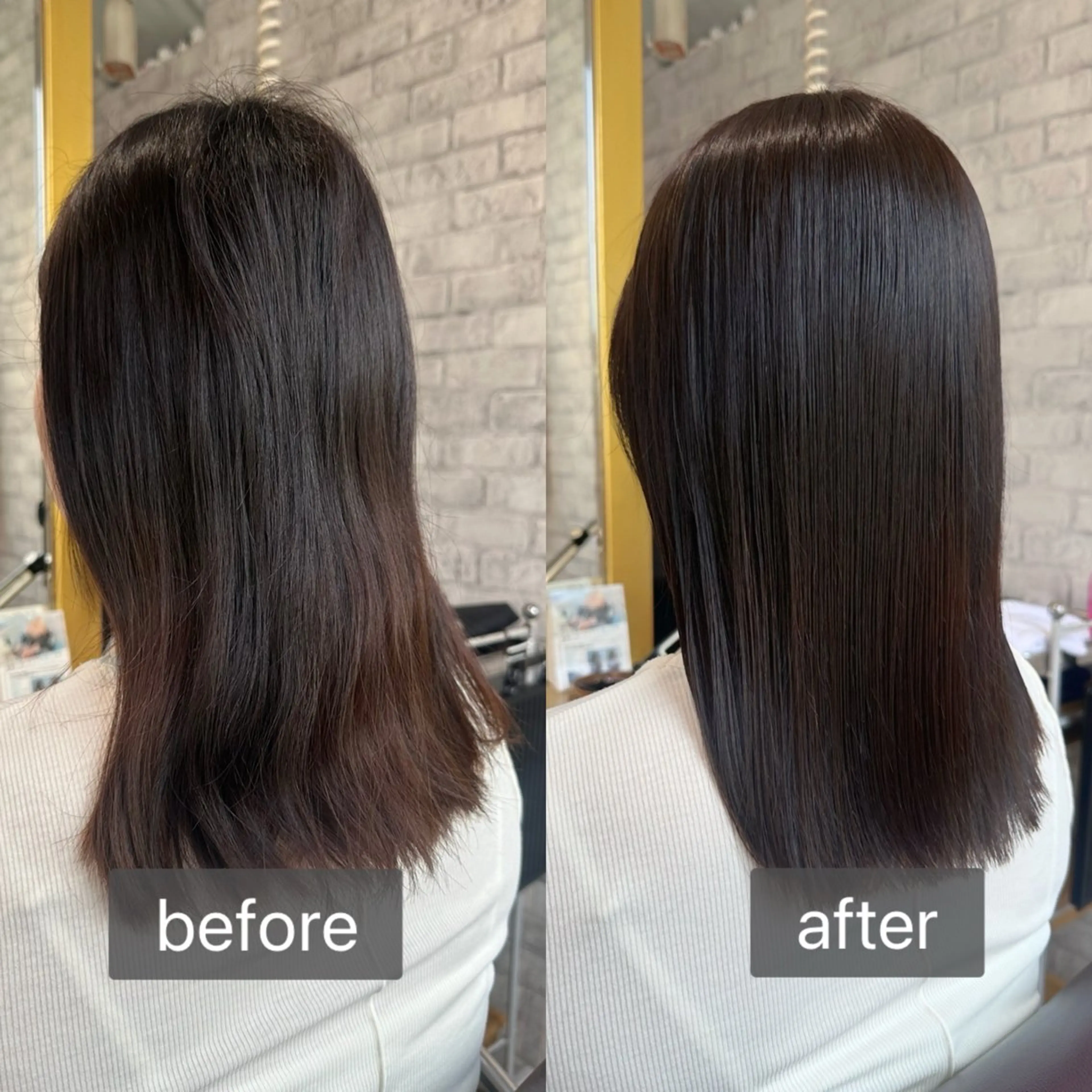 セミロング カラー ブラウンカラー オリーブブラウン カット ヘアカラー 艶感カラー/レイヤー 💖心斎橋/Sakiのヘアスタイル