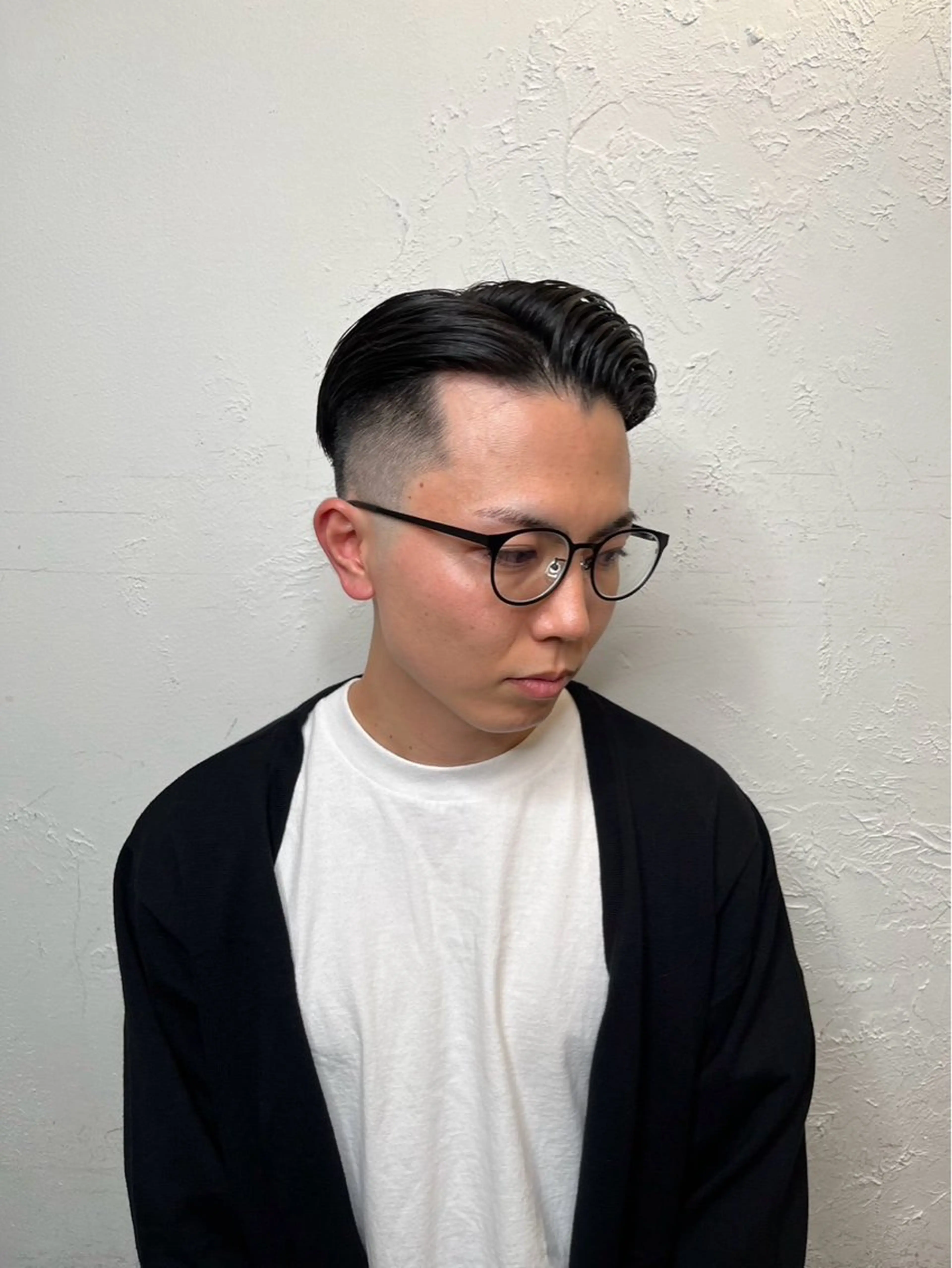 ショート メンズ オールバック センターパート ダウンパーマ フェードカット メンズハイライト カット トリートメント 💈メンズ特化💈 TASUKUのヘアスタイル