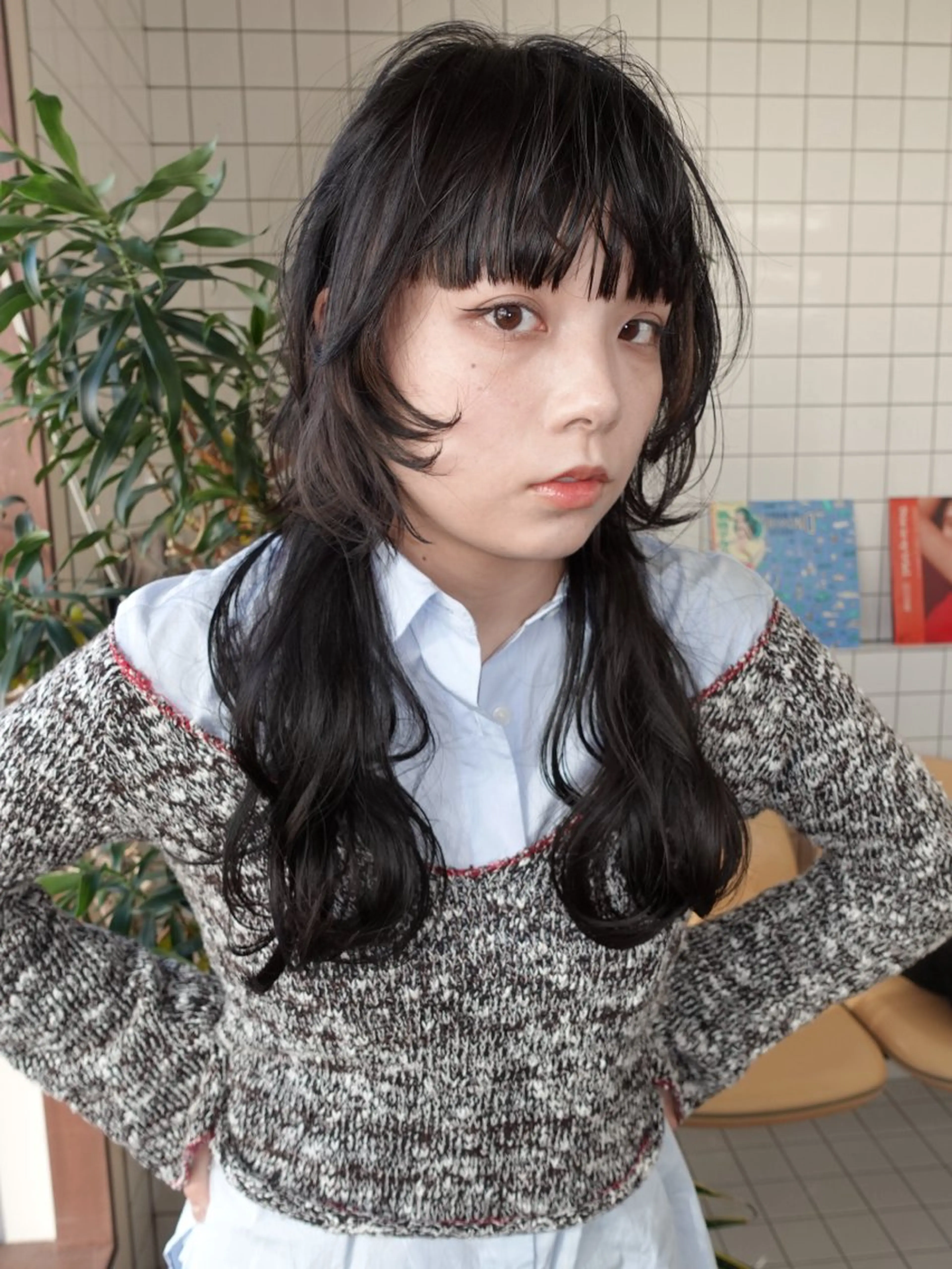 ロング カラー パーマ 似合わせカット カット パーマ ボブパーマ/パーマ ウルフパーマのヘアスタイル