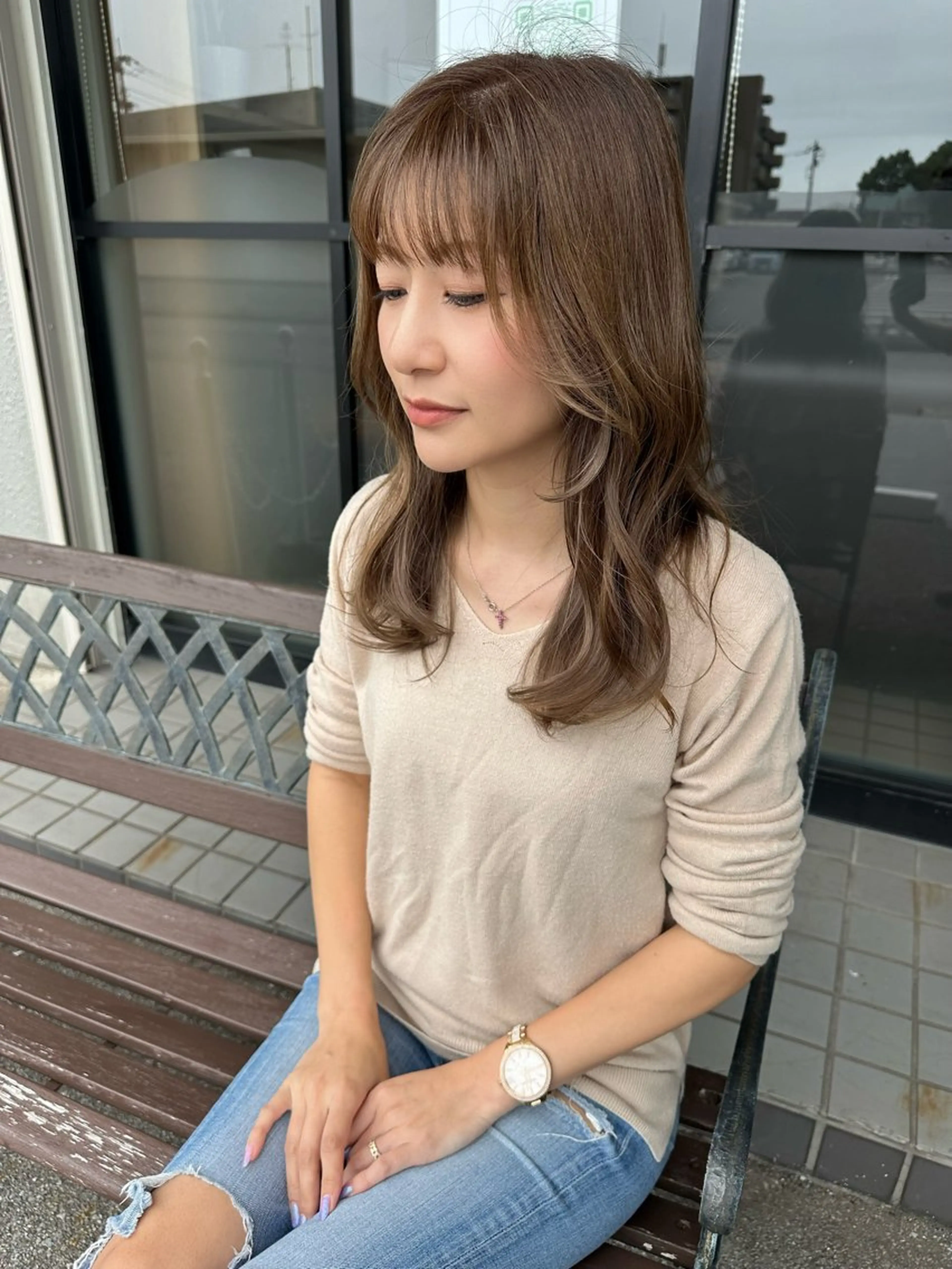 セミロング カラー パーマ ヘアアレンジ 小顔カット カット ヘアカラー トリートメント VIVIE【ヴィヴィ】所属・髪質改善/韓国風 レイヤー/田村祐樹のヘアスタイル