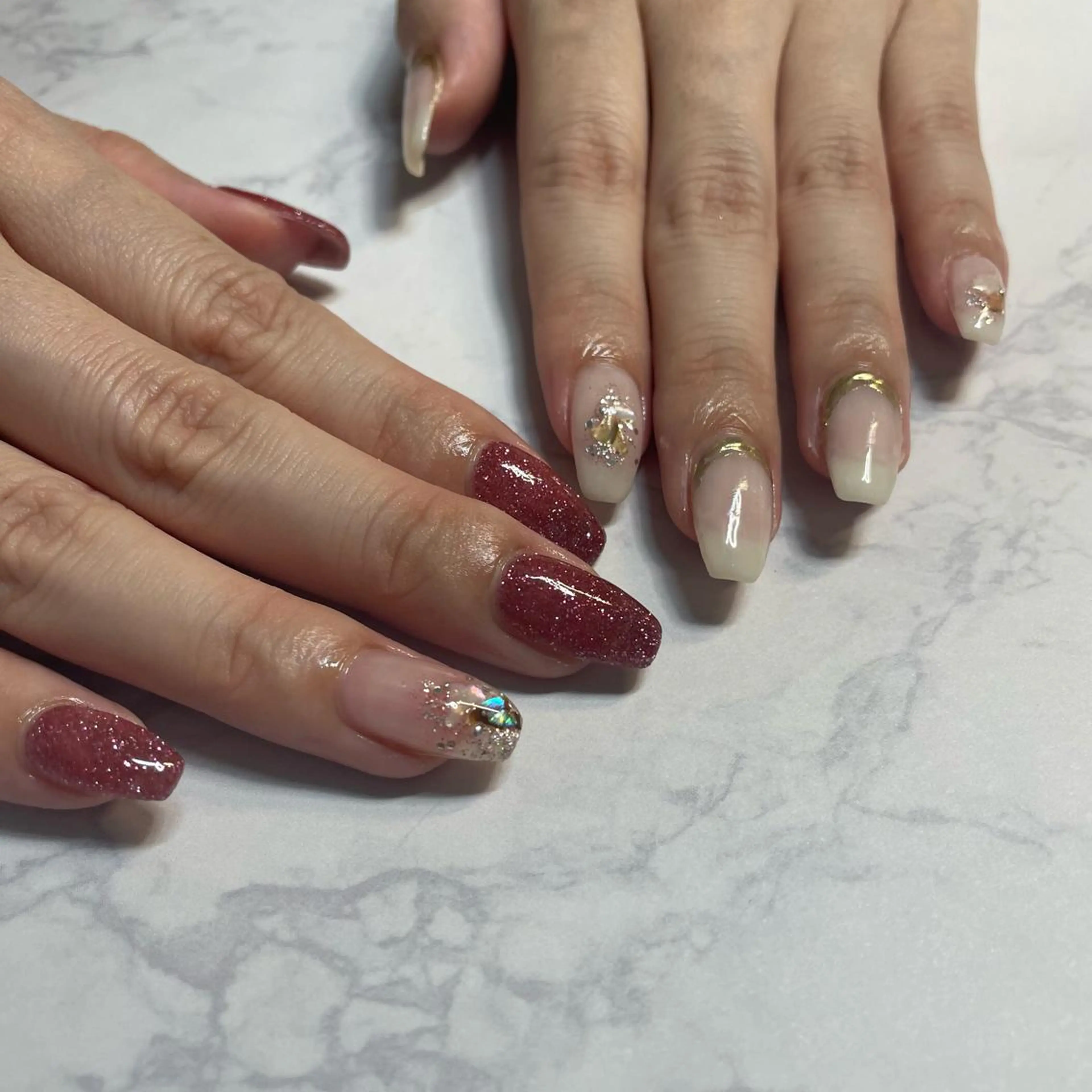 ネイル フラッシュネイル キラキラネイル ラメ(グリッター) ニュアンスネイル ハンドネイル 韓国/網紅/パーツ M-salonのネイルデザイン