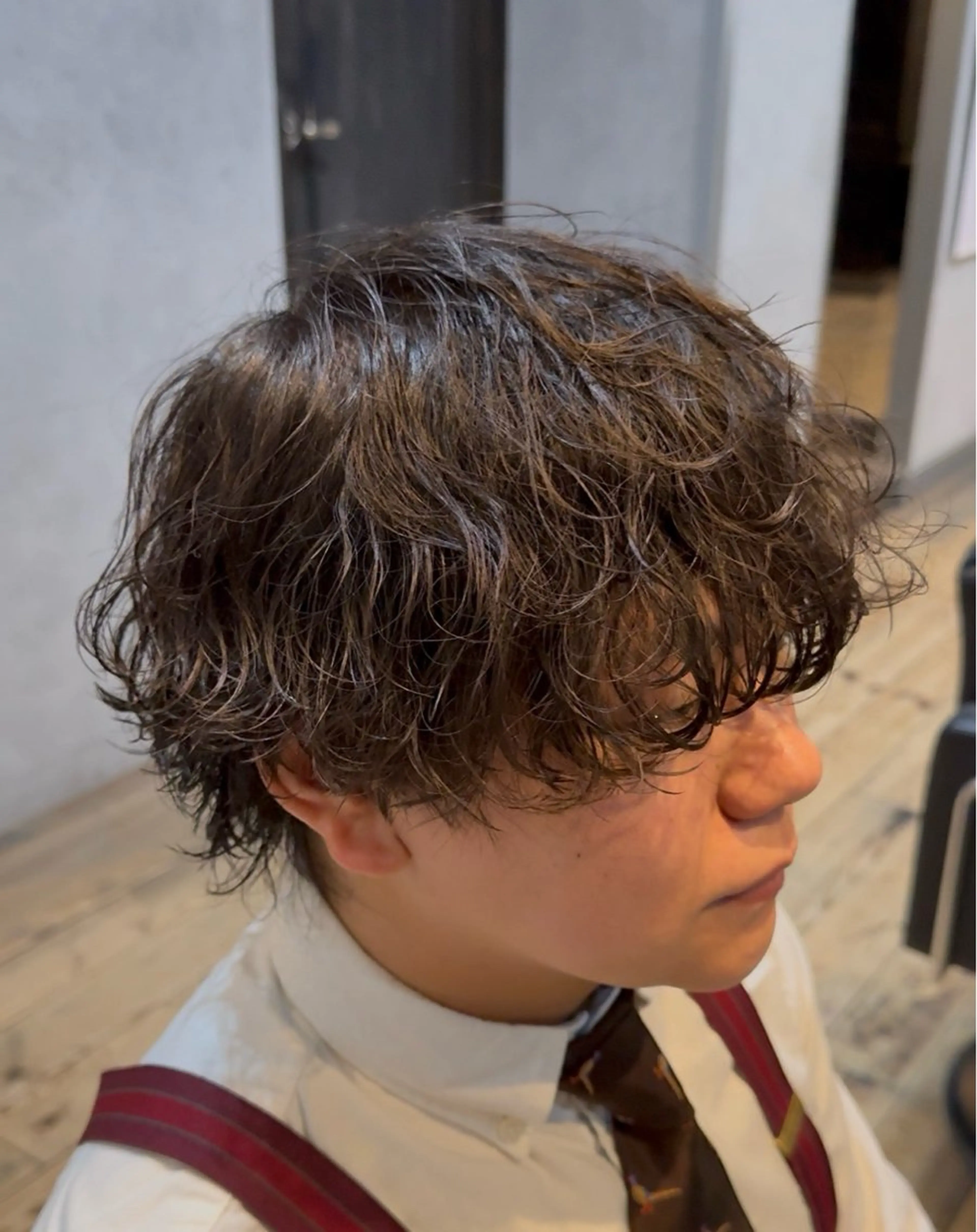 ショート パーマ メンズ マッシュウルフ マッシュ メンズパーマ 波巻きパーマ メンズウルフカット カット パーマ トリートメント メンズカット/パーマ 艶カラーTAIGA︎のヘアスタイル