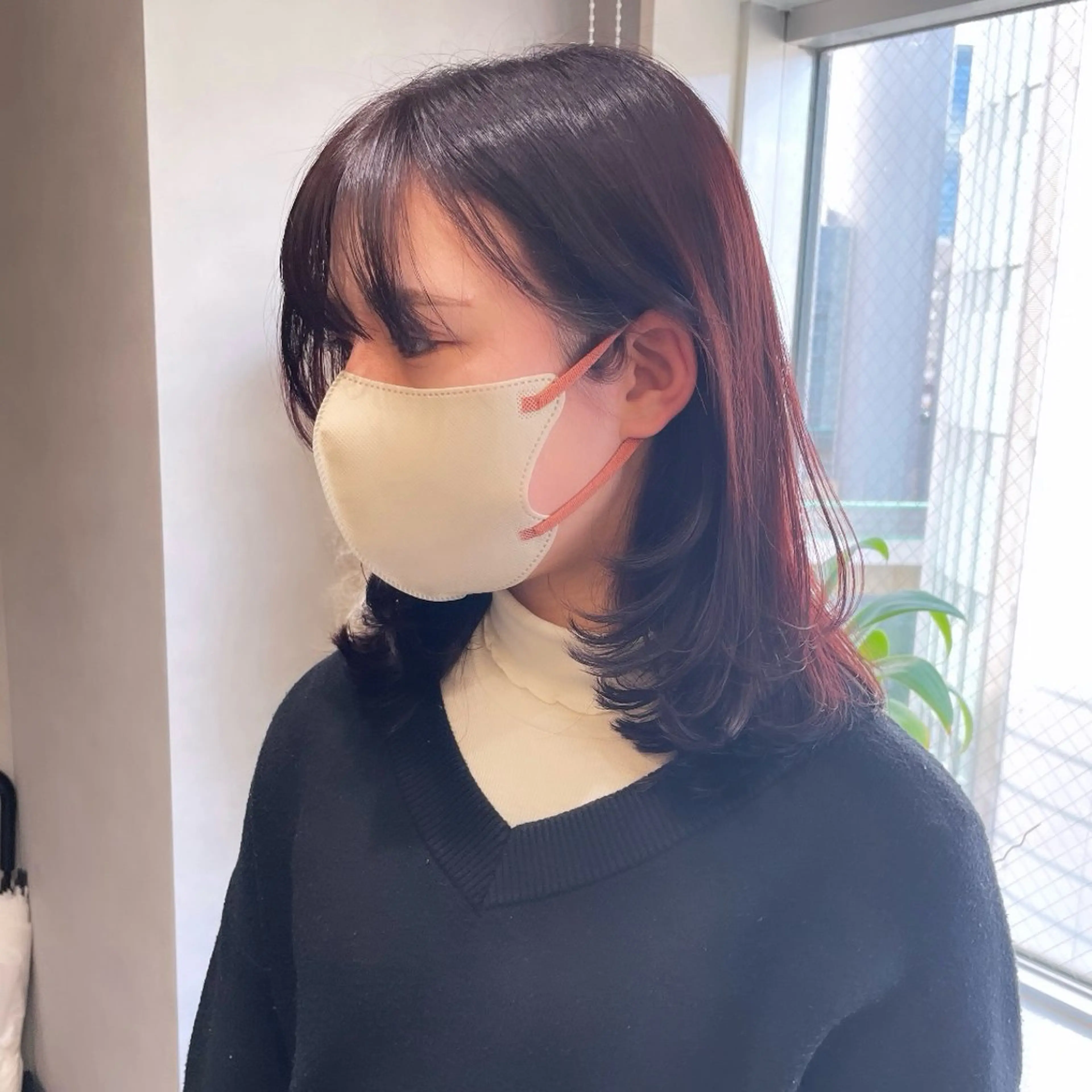 ミディアム カラー ミディアムレイヤー レッドカラー レイヤーカット Rui/透明感カラー 暖色/レイヤーカットのヘアスタイル