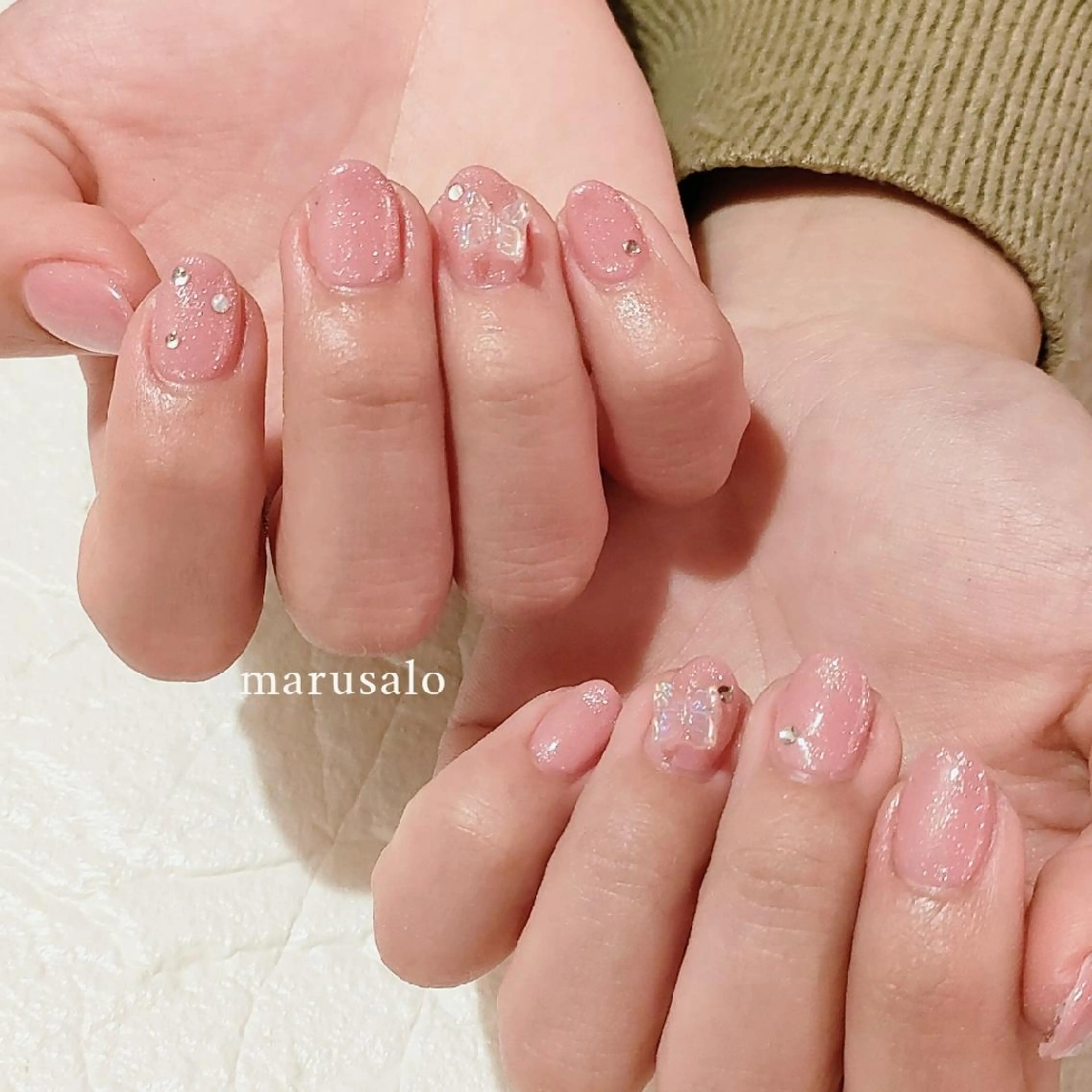 ネイル 韓国ネイル ワンカラーネイル ピンク ショートネイル 春ネイル ハンドネイル marusalo nailのネイルデザイン