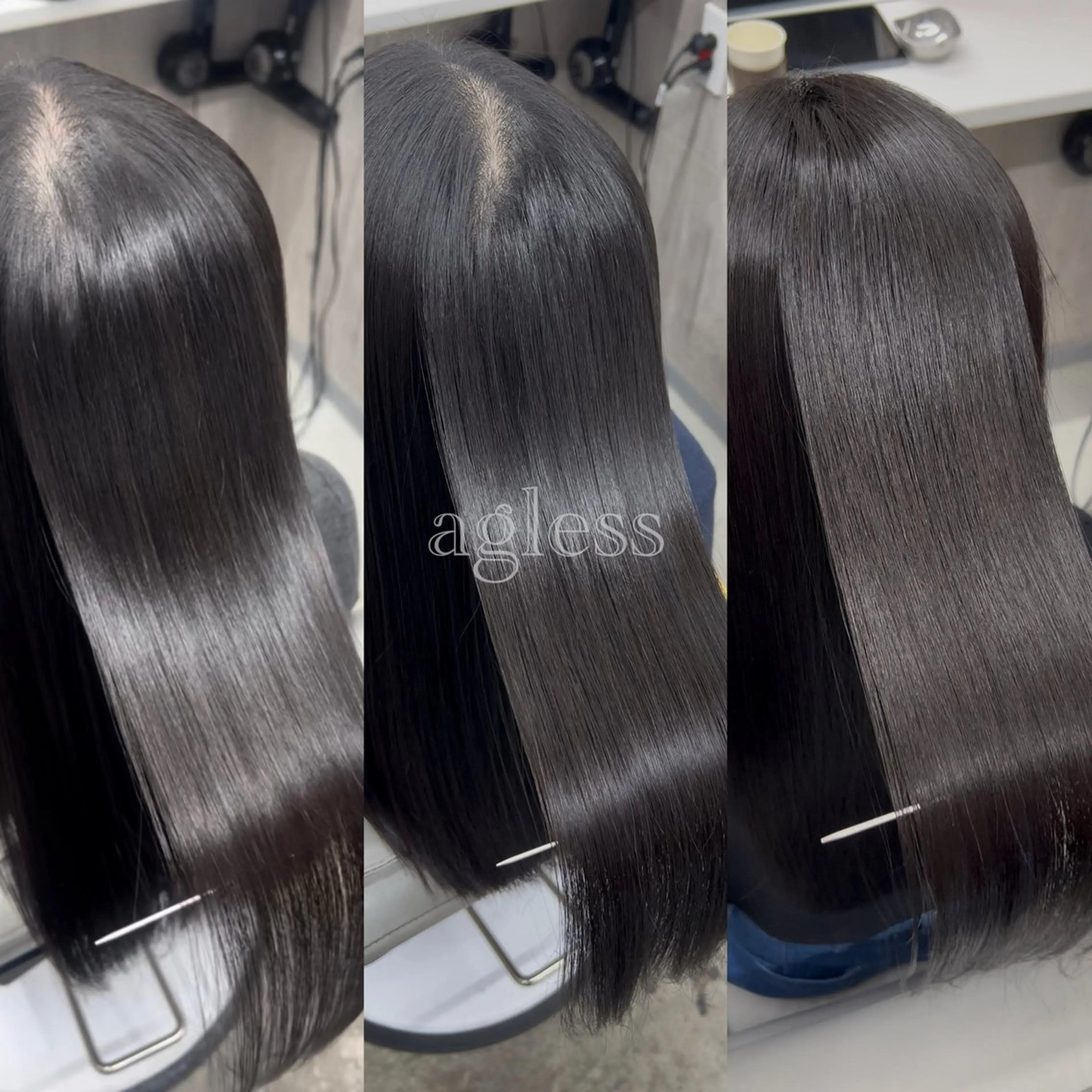 ロング パーマ ハイライト 髪質改善 似合わせカット 縮毛矯正 トリートメント ageless所属・三宮/髪質改善 /縮毛矯正美髪カラーのヘアスタイル