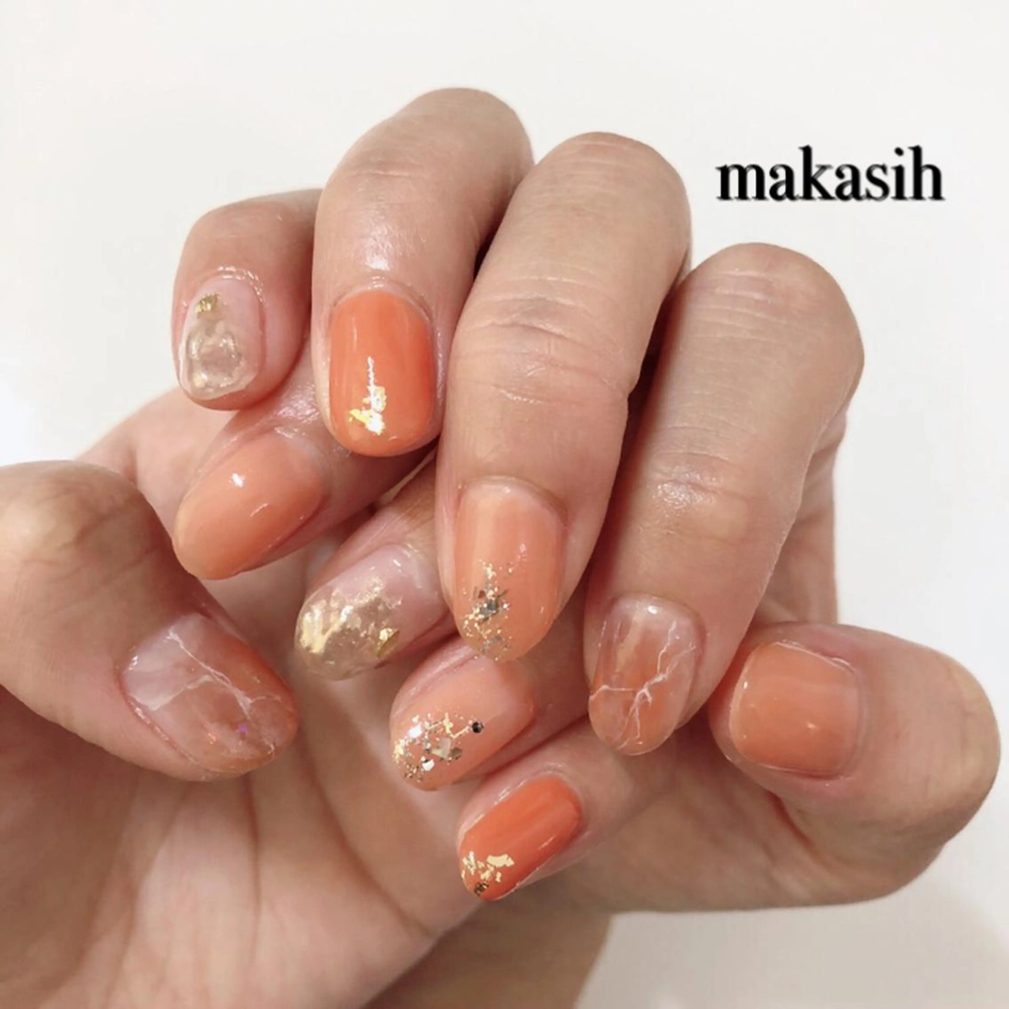 ネイル ニュアンスネイル オレンジ 春ネイル 濱田 美菜子のエステ・リラクイメージ