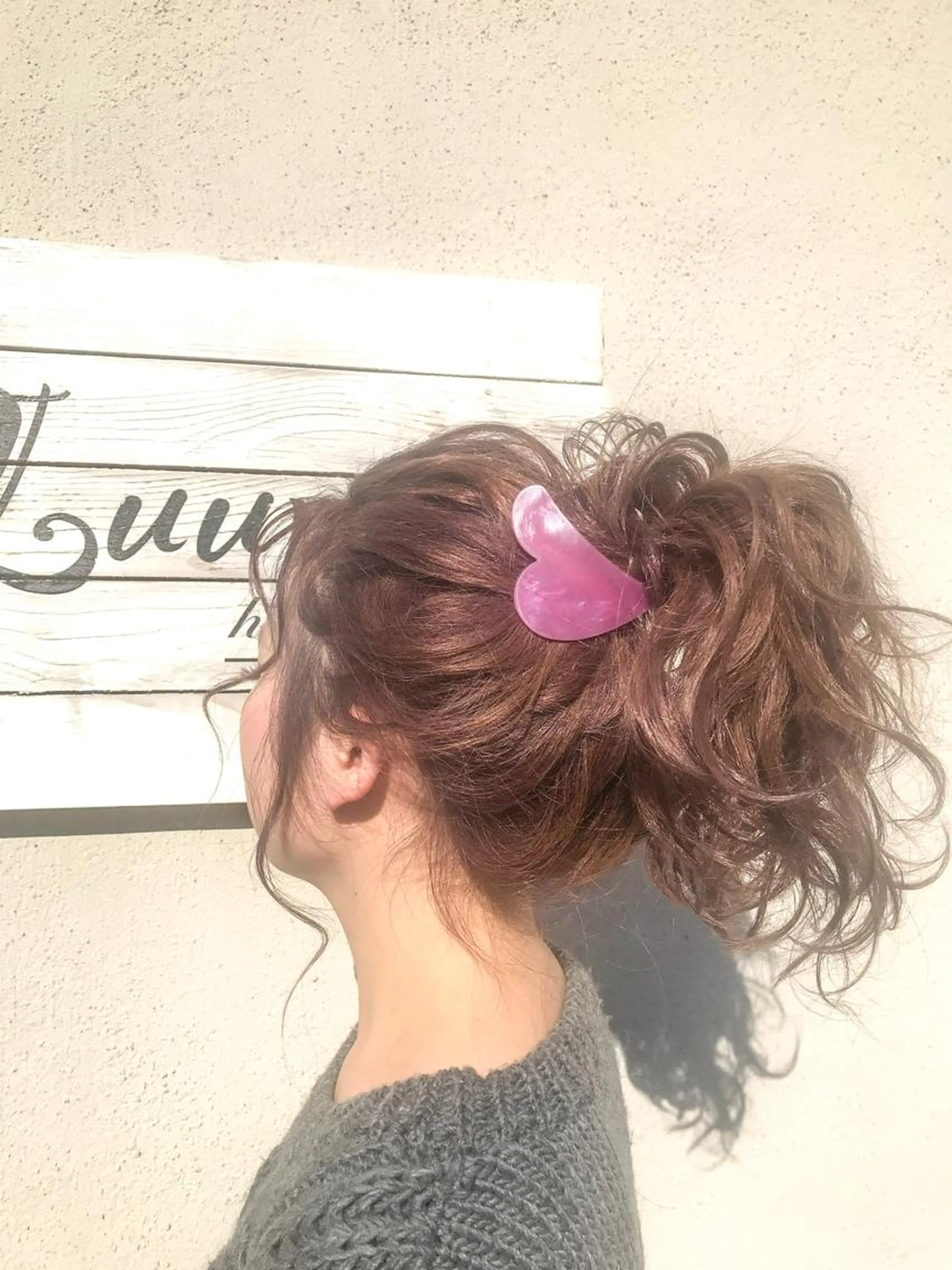 ラメ＋リボン付きヘアセットの写真