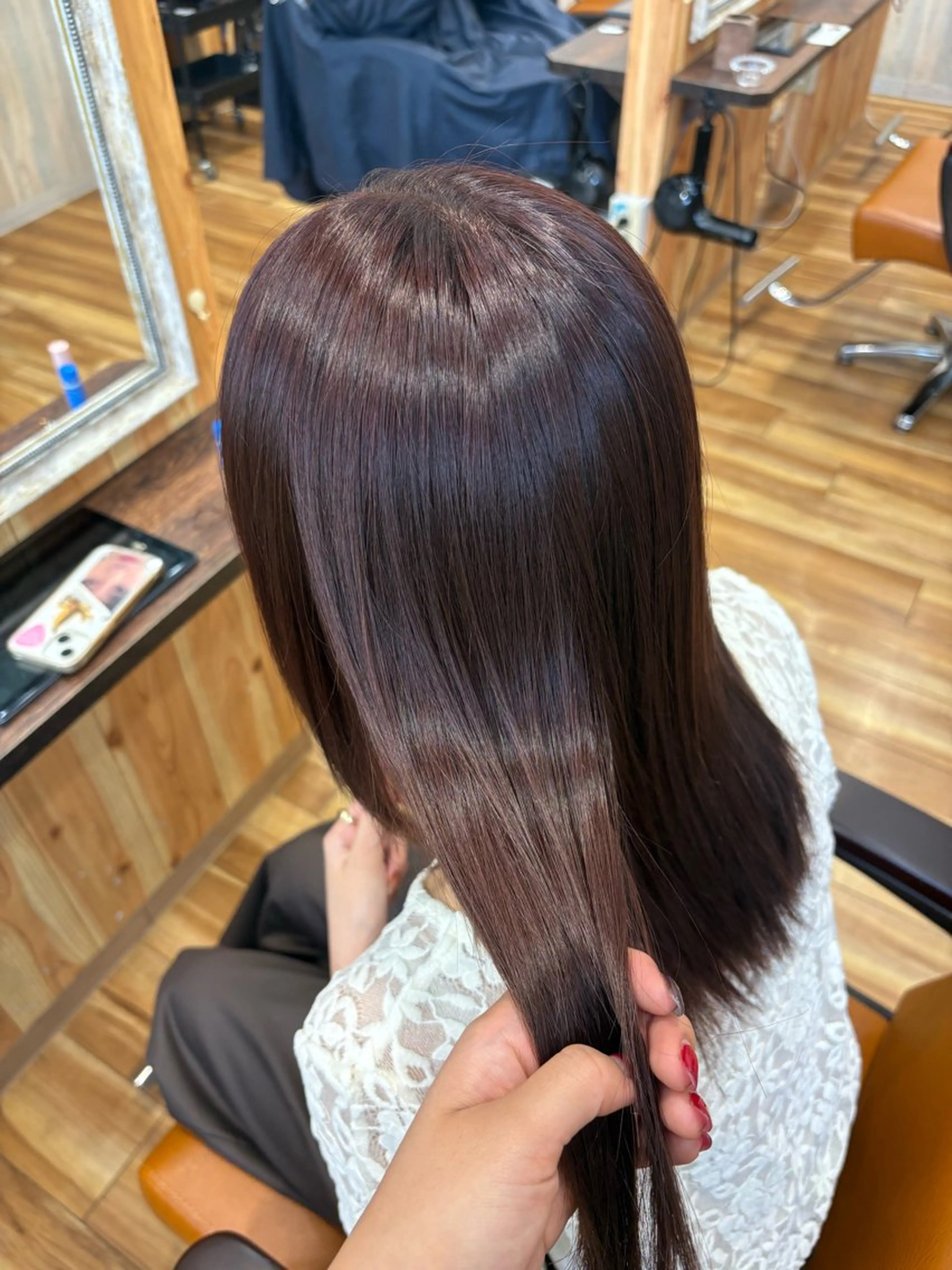 カラー ブラウンカラー ピンクカラー 長岡 妃奈乃のヘアスタイル