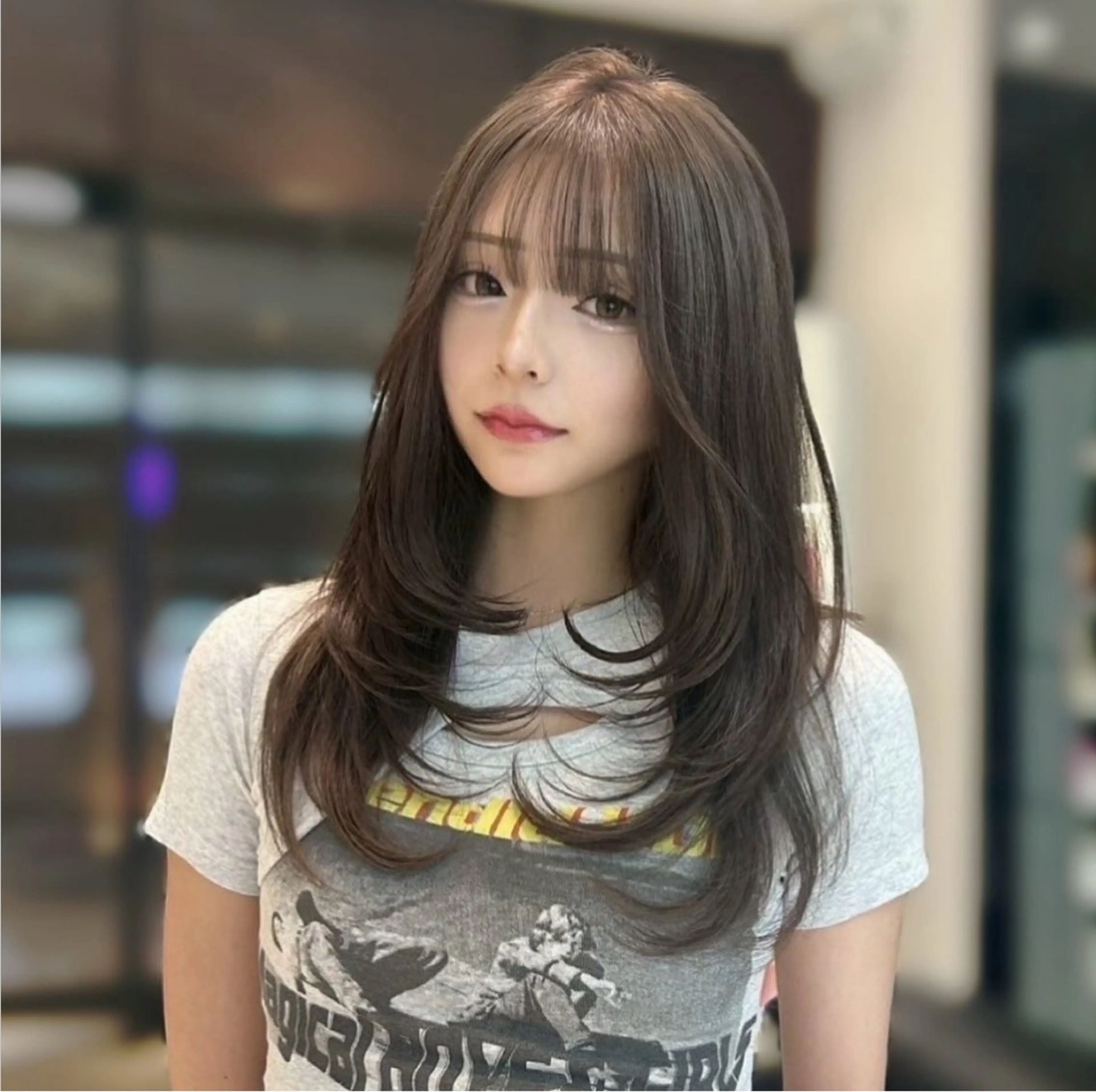 セミロング カラー ベージュカラー ミルクティーベージュ レイヤーカット KEEN吉祥寺所属・Yuuka 韓国× レイヤーカット♡のヘアスタイル