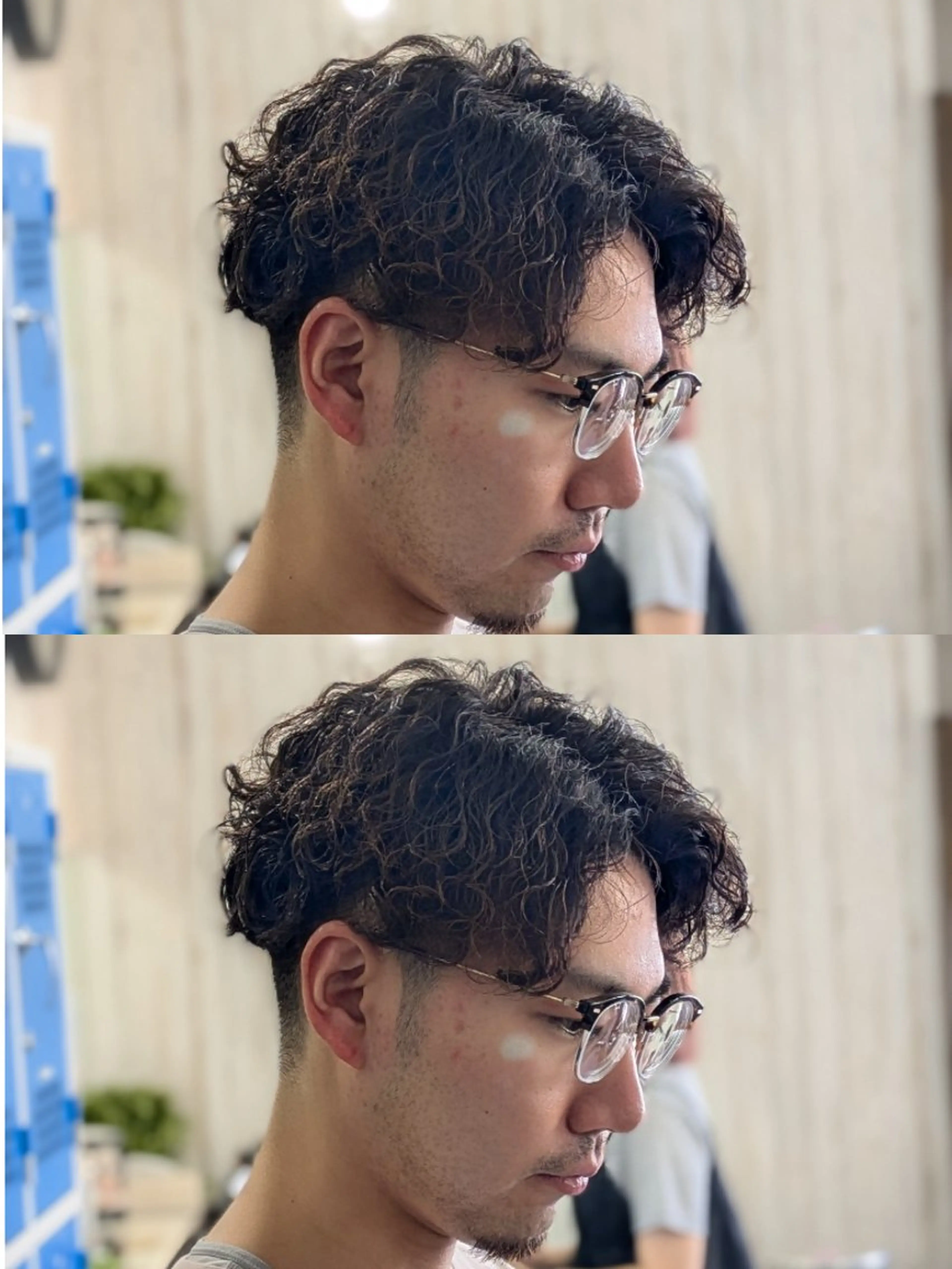 メンズ パーマ アップバング センターパート フェードカット メンズ韓国風 韓国マッシュ カット パーマ トリートメント メンズパーマ/ボブ/ レイヤー店長えのもとのヘアスタイル